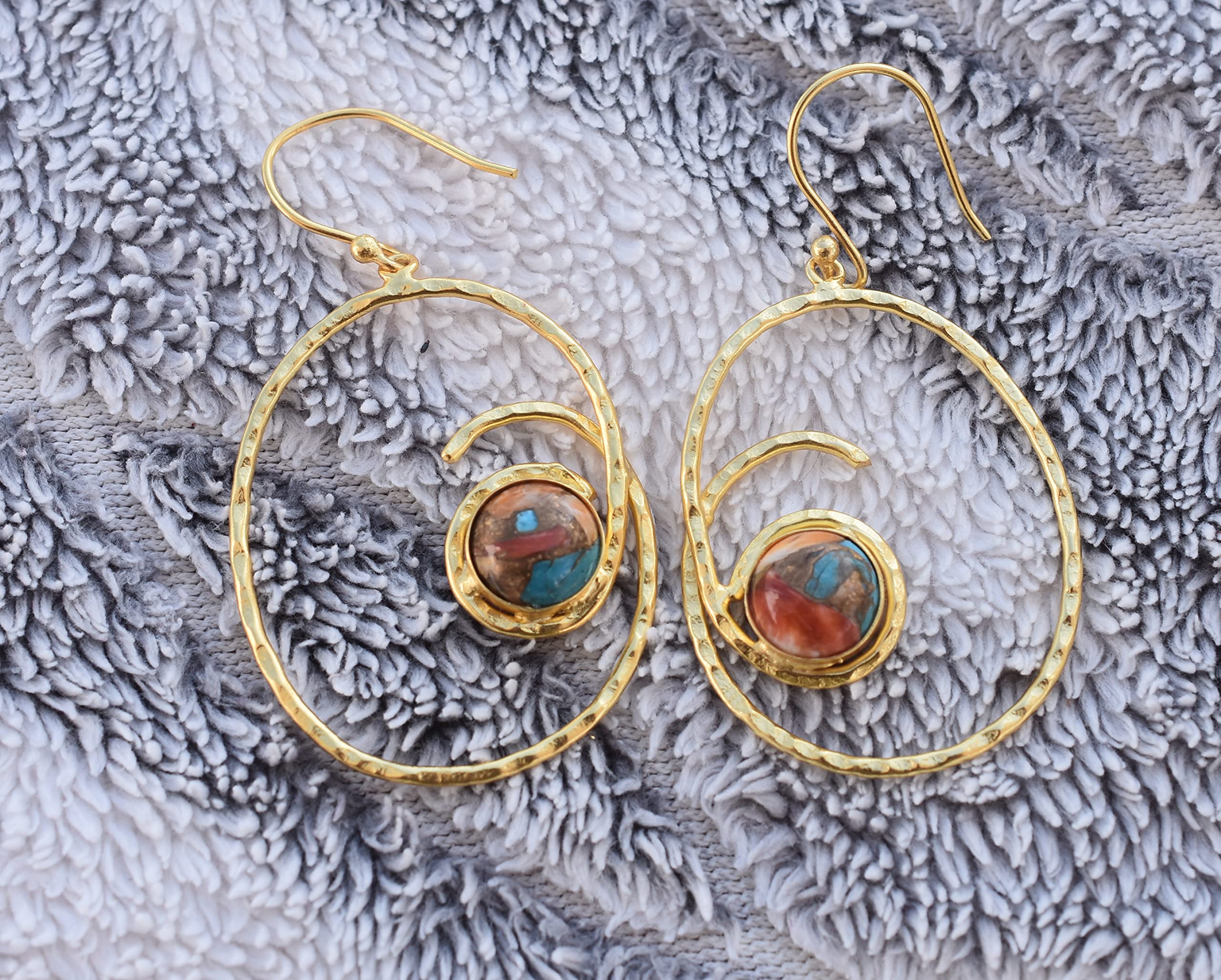 18K Gold Plated Turquoise Gemstone Earrings for Women - Handmade Western Style Jewelry Gift for Birthday, Anniversary, Wife, Mom, Sister - Perfect for Casual Wear, Parties & Special Occasions