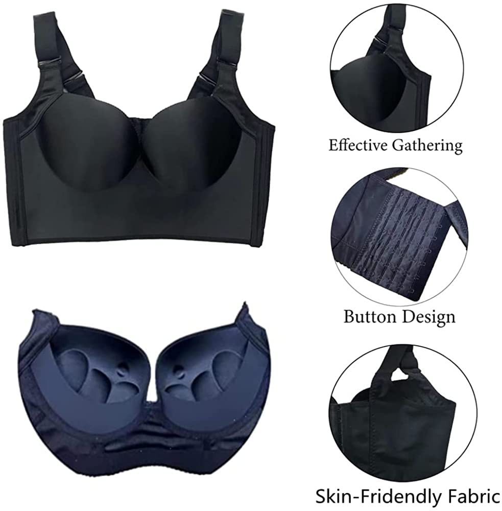 Rosyclo Full Back Coverage Bras for Women - Seamless Deep Cup Shapewear Bra with Push Up & Back Fat Control - Perfect for Sports, Workouts & Everyday Comfort