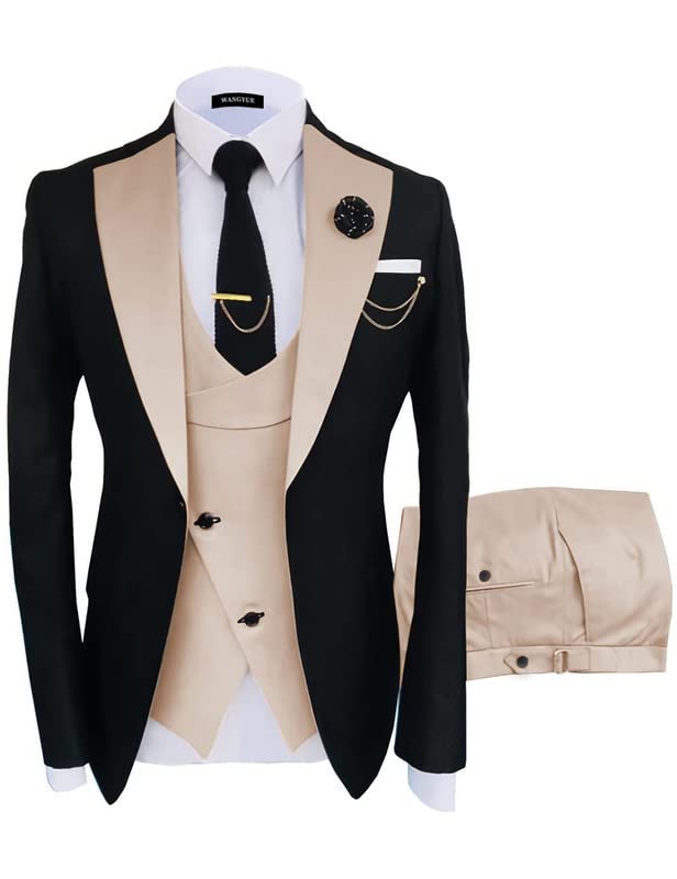 Men's Slim Fit 3-Piece Suit Set - Blazer, Vest & Pants for Wedding, Prom & Business | Formal Occasions & Office Wear