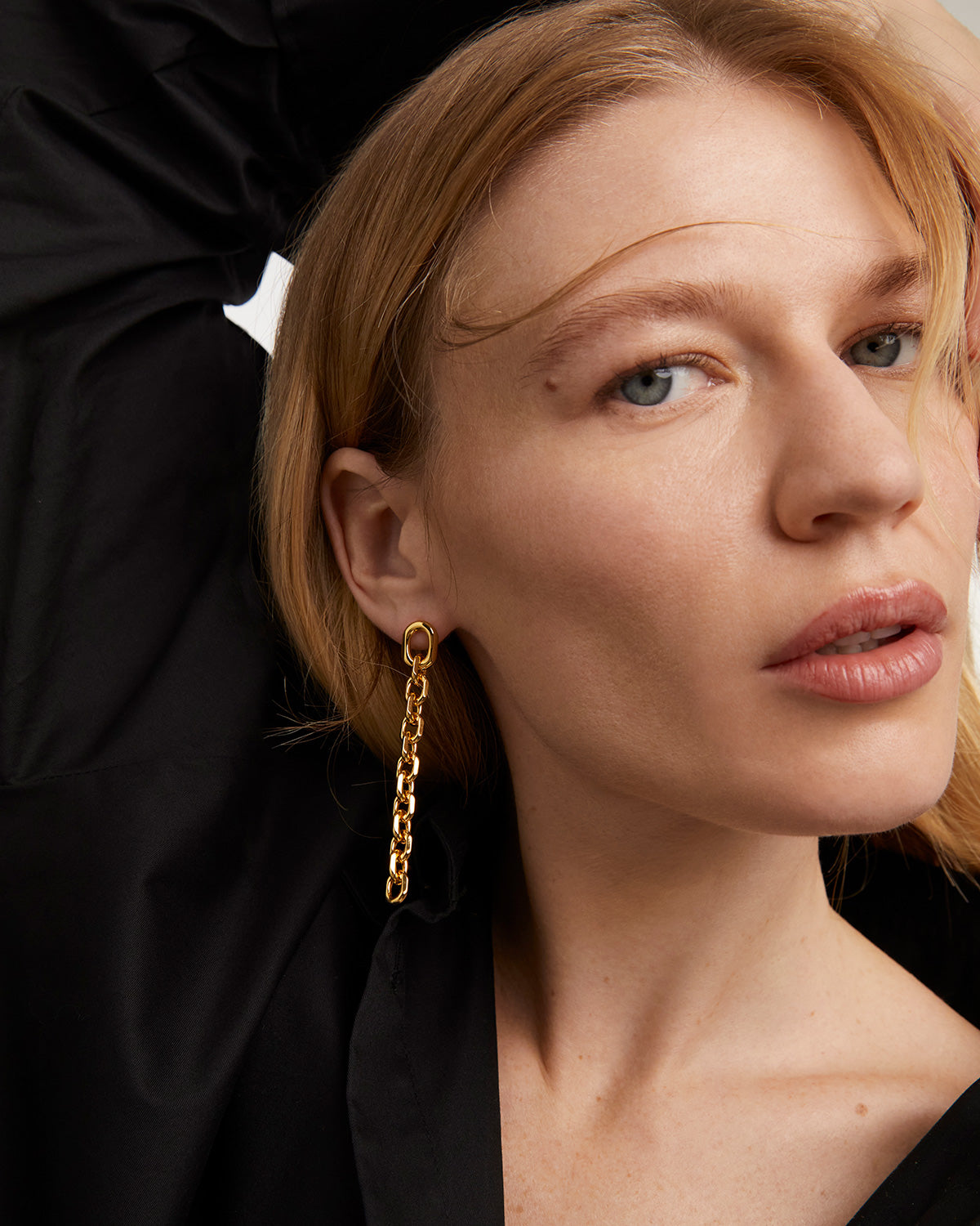 GRID 1 Vesta Earrings - Minimalist Geometric Gold Hoop Earrings for Women | Perfect for Everyday Wear, Office & Date Night