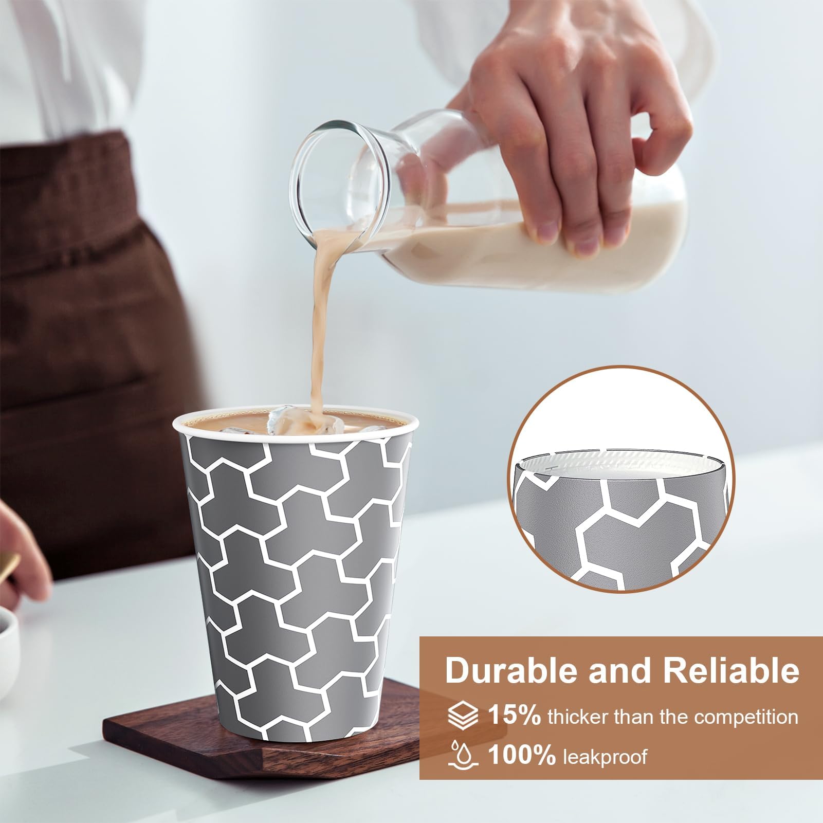 12 oz Disposable Paper Coffee Cups [1000 Count] - Thickened Insulated Hot & Cold Drink Cups for Cafes, Office, Parties, Travel - Perfect for Coffee, Tea, Hot Chocolate & Iced Beverages