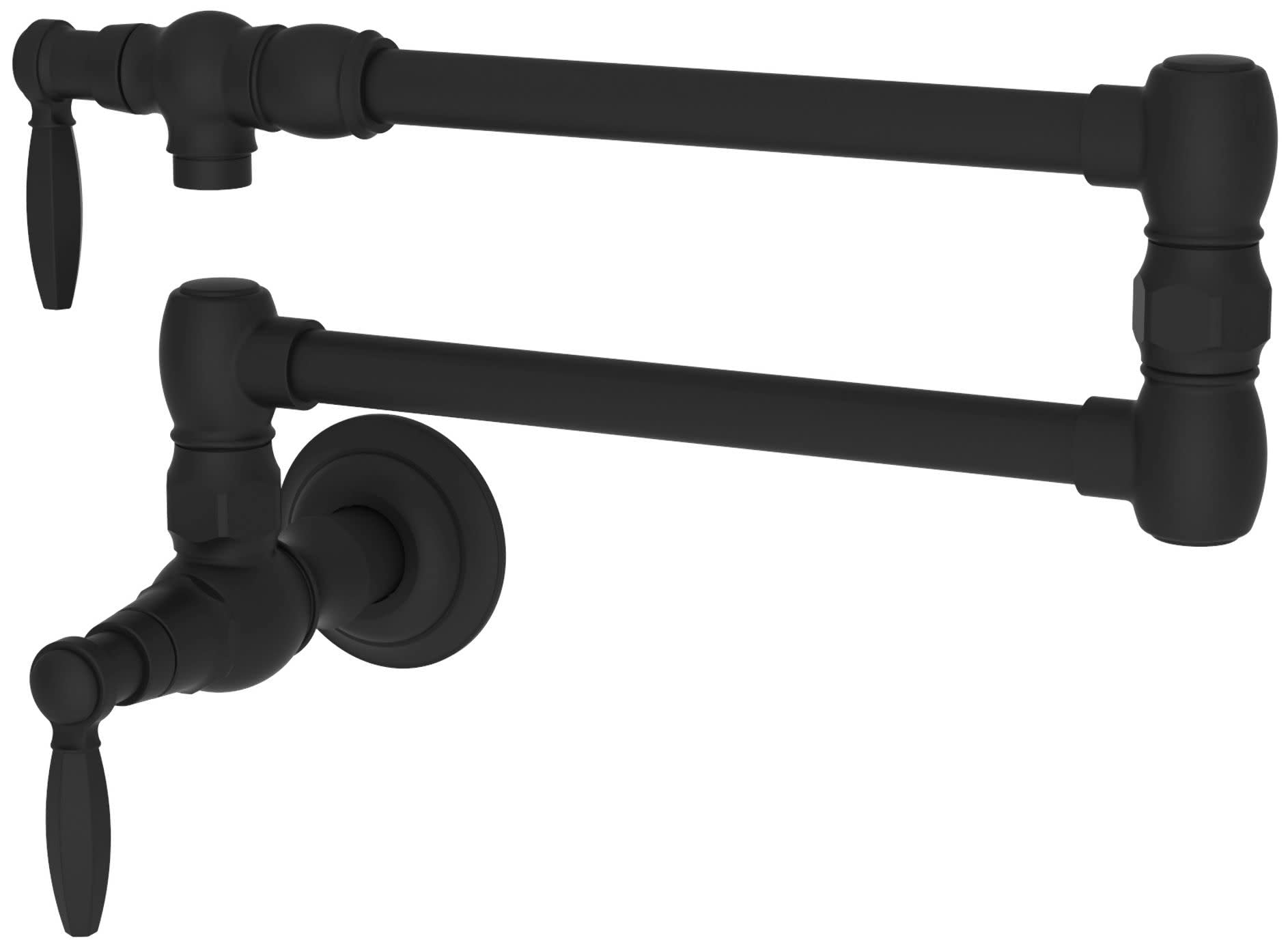 Newport Brass 1200-5503/56 Wall Mount Pot Filler Faucet - Flat Black Metropole Collection for Kitchen Sink & Stove - Perfect for Cooking, Filling Pots & Watering Plants