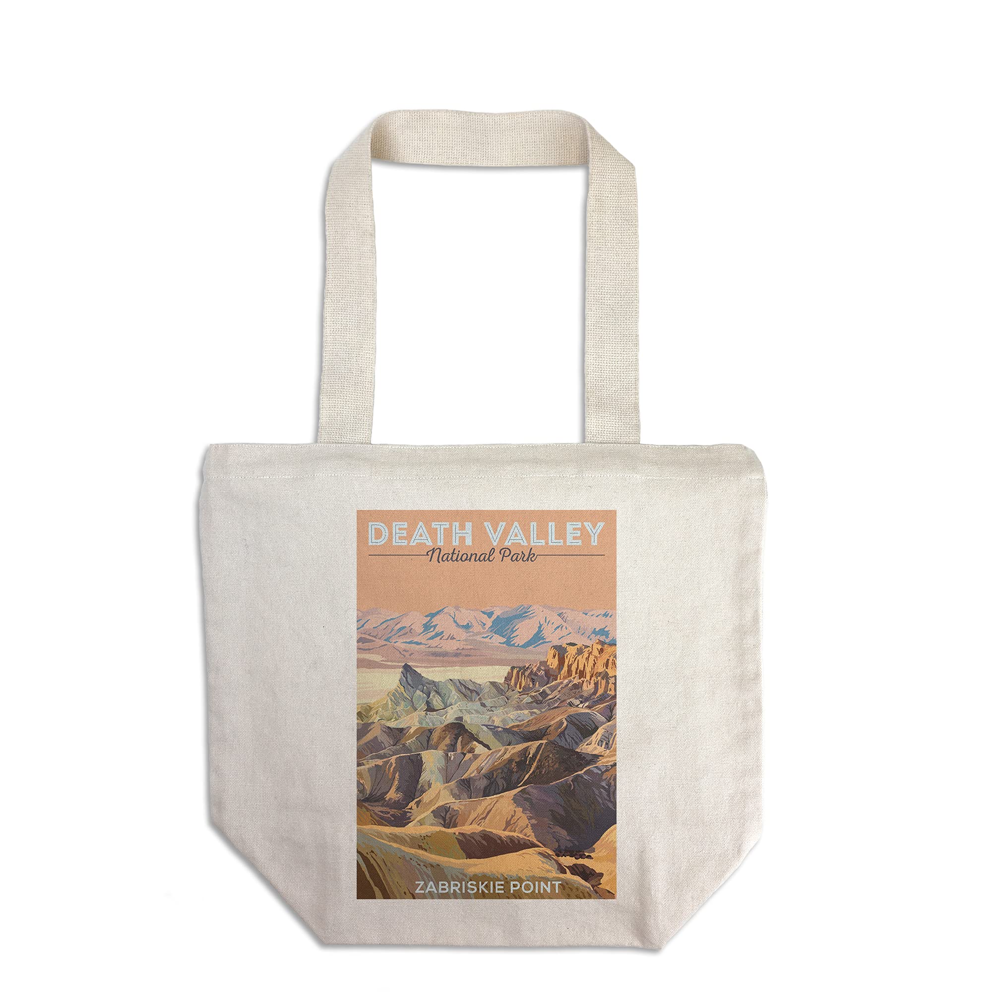 Lantern Press Death Valley National Park Tote Bag - Zabriskie Point California Canvas Reusable Shopping Bag | Painterly National Park Series 100% Cotton | Perfect for Groceries, Beach Trips & Eco-Friendly Shopping