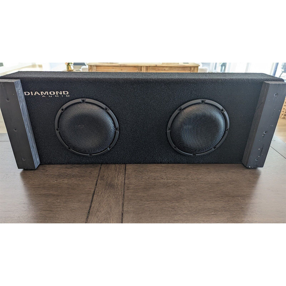 Diamond Audio DESMB8D 500W RMS Dual 8 Inch Loaded Slot Vented Subwoofer Enclosure - Powerful Bass for Car Audio & Home Theater Systems