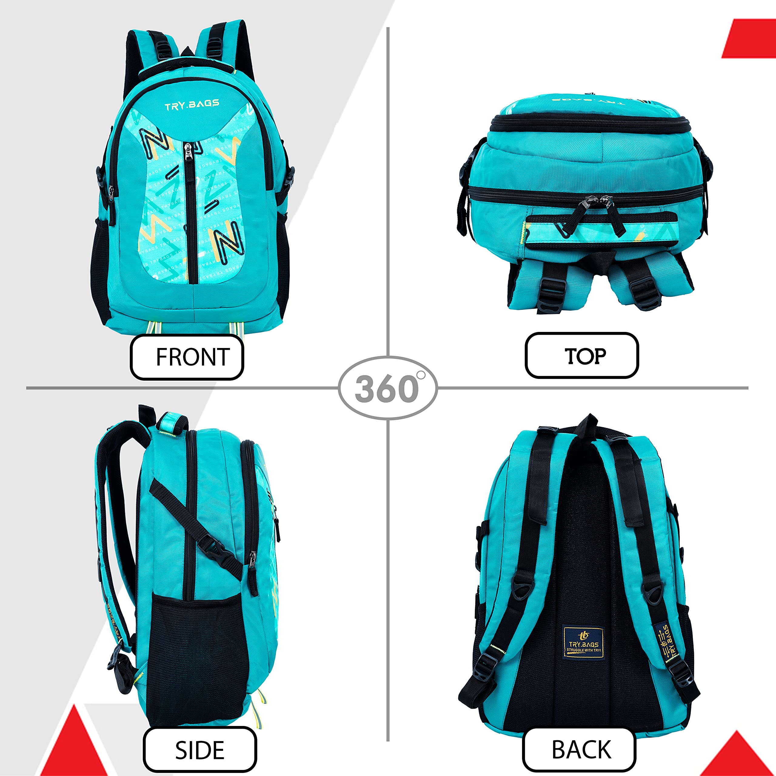 TRYBAGS Fury 28L Casual Laptop Backpack for Men & Women - Lightweight Water-Resistant College School Travel Backpack - Perfect for Work, Commuting & Outdoor Adventures