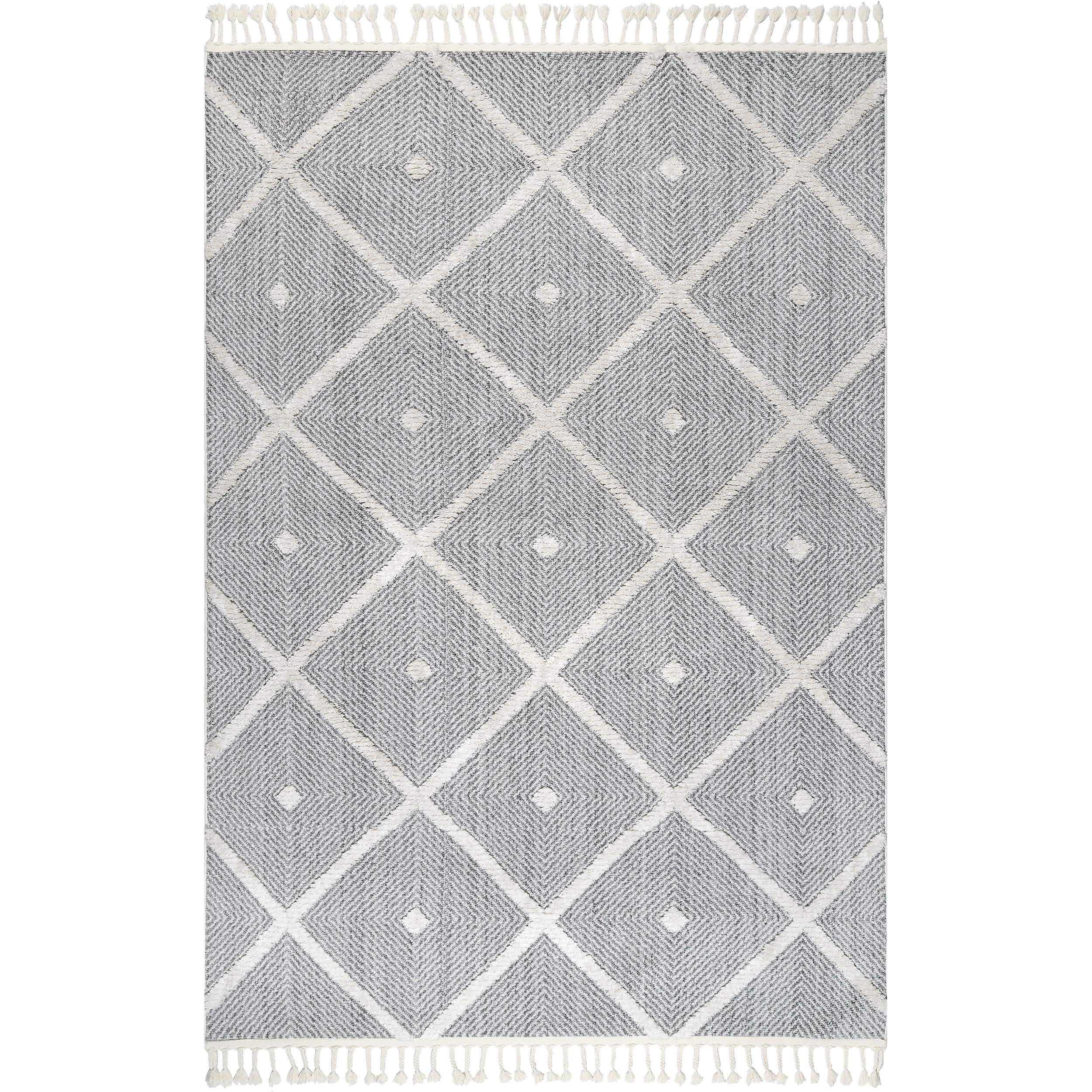 nuLOOM Diamond Deyton 5x8 Grey Area Rug - Soft Modern Geometric Design for Living Room, Bedroom & Office Decor