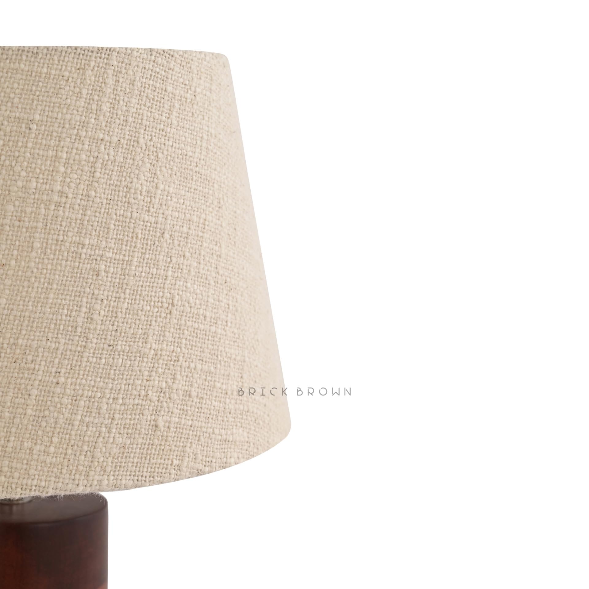 Brick Brown ® Premium Wooden Rounded Twist Table Lamp with Fabric Shade & LED Bulb - Modern Bedside Night Light for Bedroom, Living Room, Study Room - Warm Ambient Lighting for Reading & Relaxation