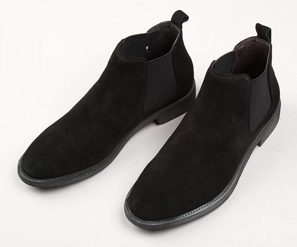 Santimon Men's Chelsea Ankle Boots - Suede Casual Boots for Men in Black & Orange | Comfortable Slip-On Shoes for Work, Outdoor & Daily Wear