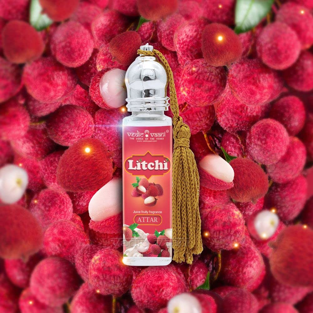 Vedic Vaani Natural Long-Lasting Litchi Attar Perfume Oil (7ml) - Exotic Floral Fragrance for Aromatherapy, Meditation & Daily Wear