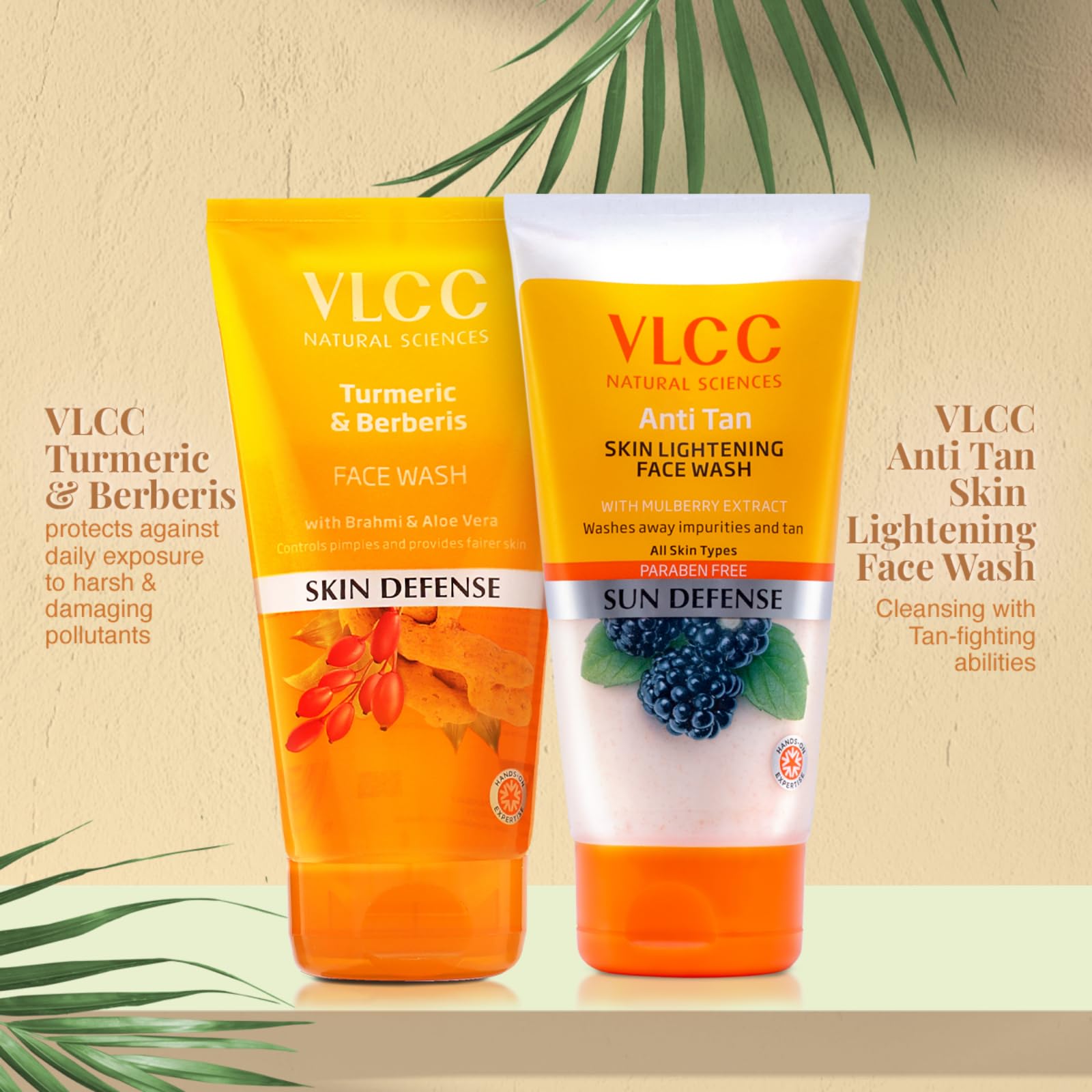 VLCC Turmeric & Berberis Brightening Face Wash 150ml (Pack of 2) - Anti-Tan, Skin Lightening with Natural Extracts - Buy 1 Get 1 Free - Perfect for Daily Glow & Sun-Damaged Skin Care Routine