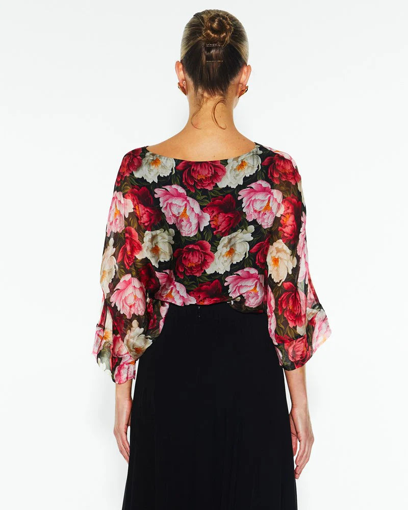 Oscar Floral Sunlight and Shadow Silk Blouse – Elegant Women's Silk Top for Work, Parties & Special Occasions