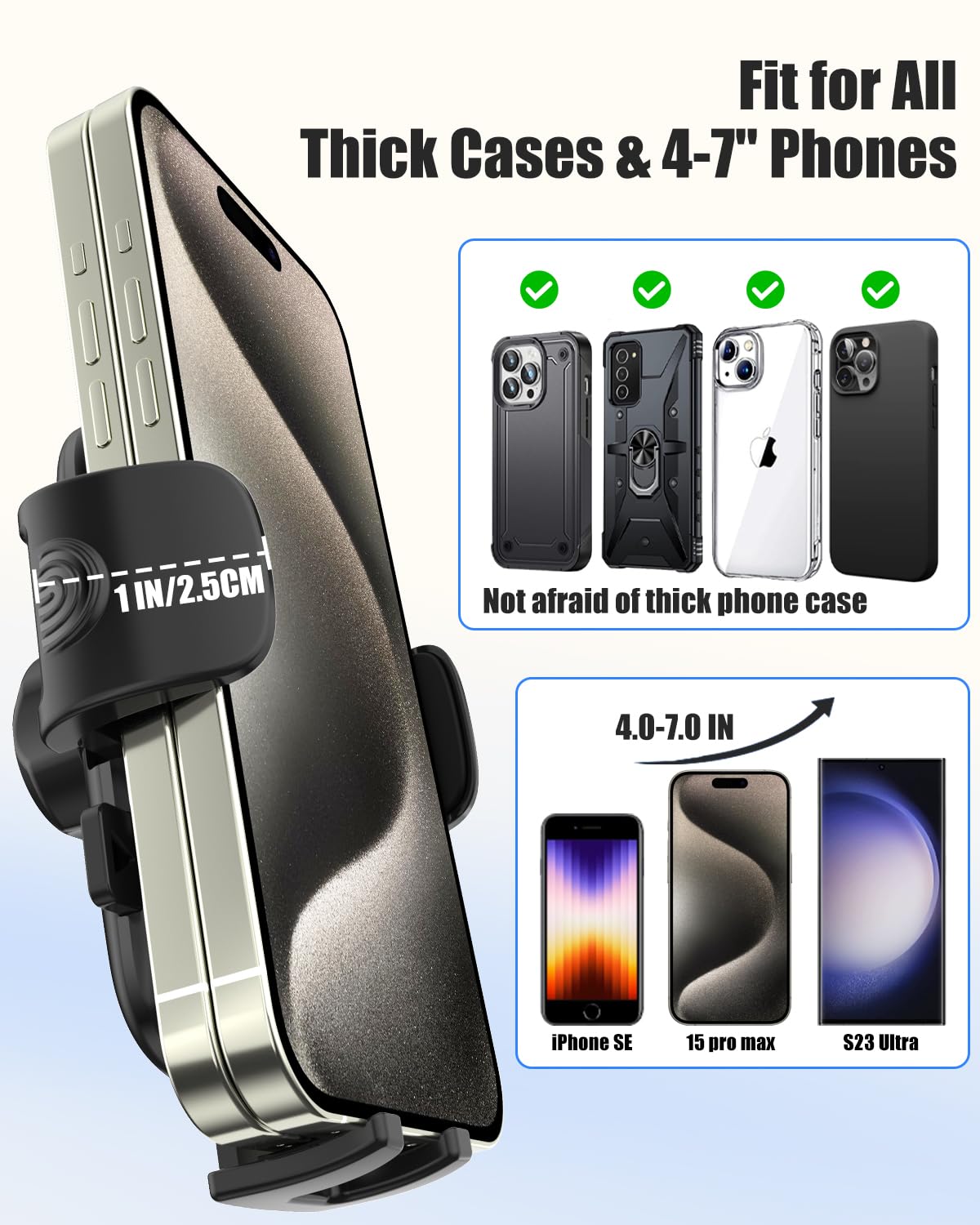 Charchendo Tesla Phone Holder - Secure Adhesive Mount for Tesla Model 3/Y | Compatible with iPhone 15 Pro Max/14/13, Samsung & Android Phones 4-7
