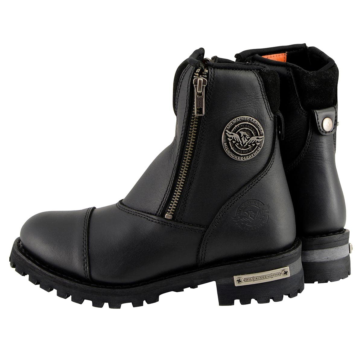 Milwaukee Leather MBM102 Men's Black Smooth Double-Sided Zipper Motorcycle Boots Size 11.5 - Durable Riding Boots for Harley & Cruiser Bikes, Perfect for Long Rides & Commuting