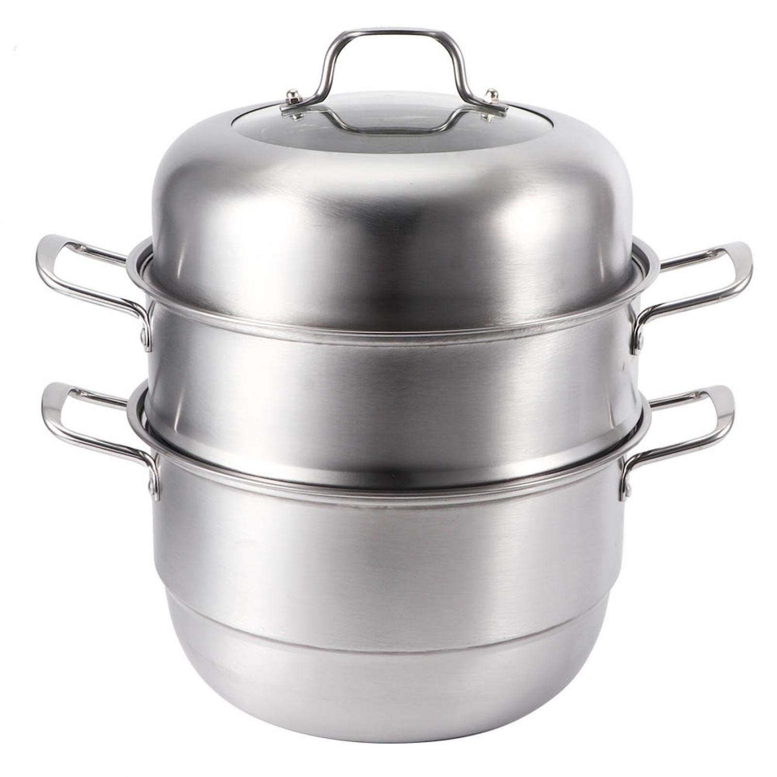 3-Layer Stainless Steel Steamer Pot - Multi-Function Kitchen Cookware for Soup, Steaming & Cooking | Durable Household Steamer with Steam Holes | Perfect for Meal Prep, Healthy Cooking & Family Dinners
