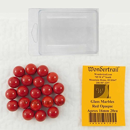 20-Pack Red Opaque 16mm Glass Marbles for Home Decor, DIY Crafts & Kids Games - WONGM107