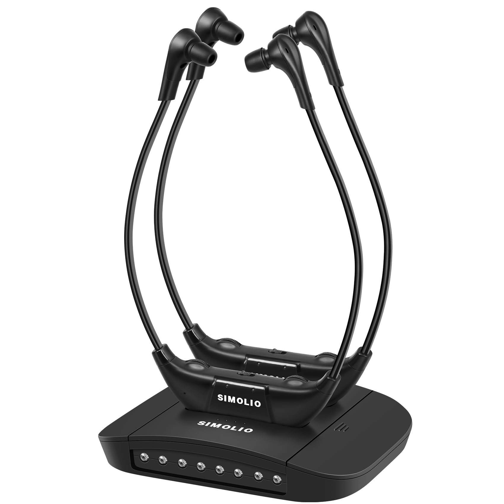 SIMOLIO Digital Wireless TV Headphones with Dual Headsets - 3 Tone Presets, Separate Volume & Balance Control, 15H Battery - Compatible with Smart, Optical, RCA & AUX TVs - Perfect for Late Night Watching, Hearing Impaired & Private Listening