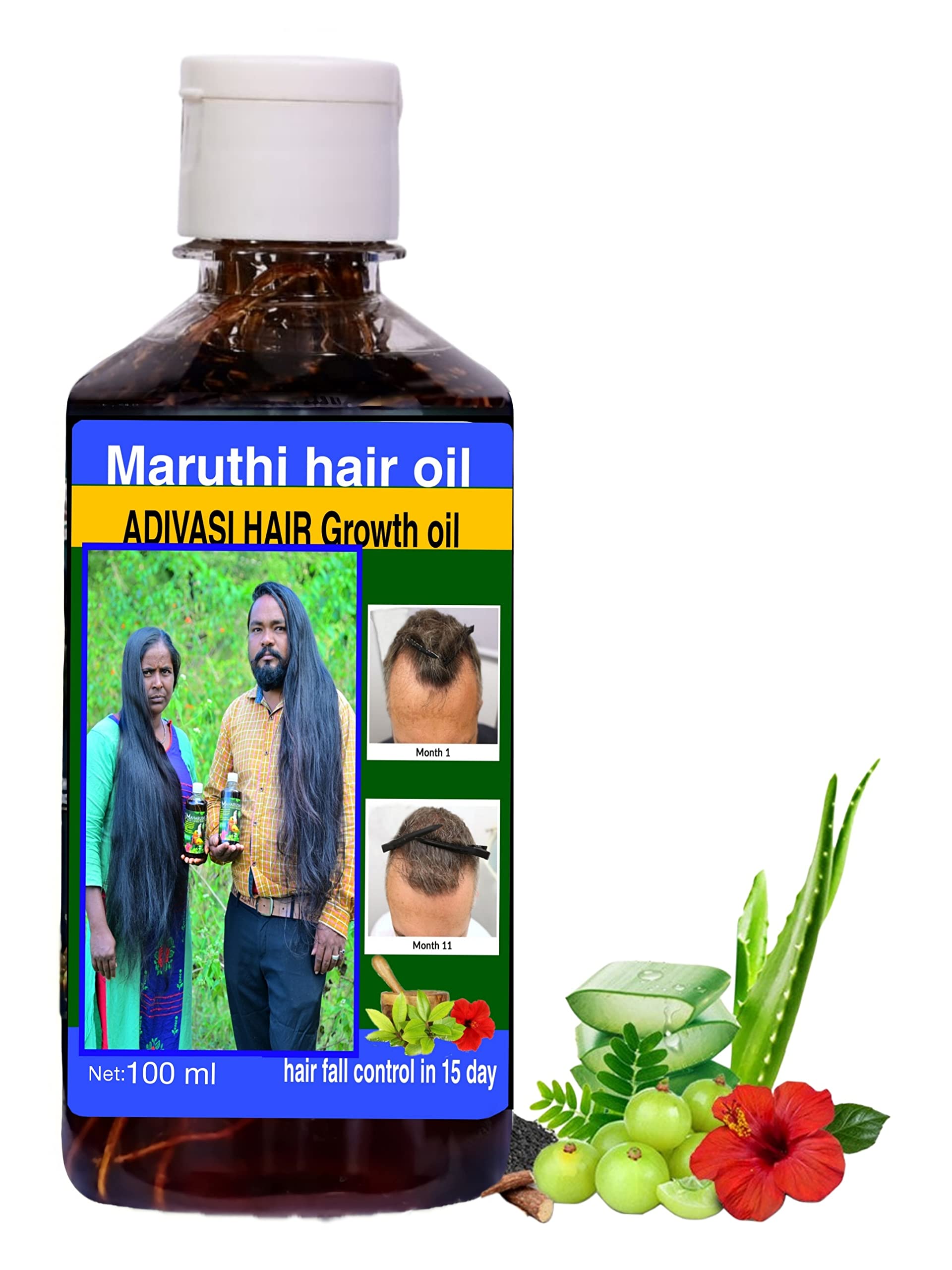 SRI MAHARISHI ADIVASI AYURVEDIC Maruthi Herbal Hair Growth Oil 150ml - Natural Ayurvedic Treatment for Hair Loss & Regrowth for Men & Women - Perfect for Daily Scalp Massage & Hair Care Routine
