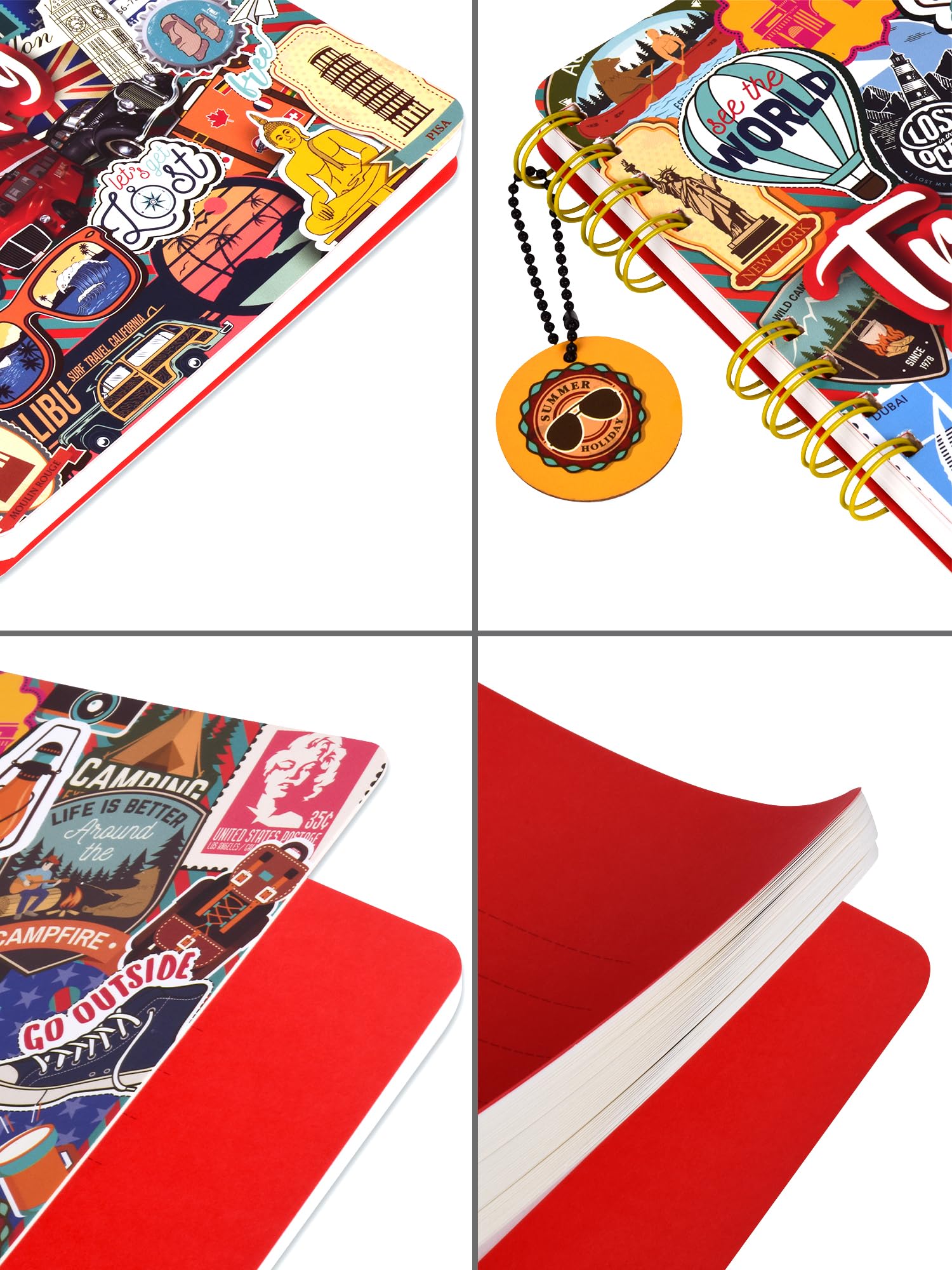 DOODLE Hardbound Spiral Travel Journal - B5 Size with 160 Undated Ruled Pages | 80 GSM Acid-Free Paper | Includes Bookmark Dangler & 100+ Stickers | Lays Flat for Comfortable Writing | Perfect for Travel Diaries, Adventure Logs & Memory Keeping (India Travel Edition)