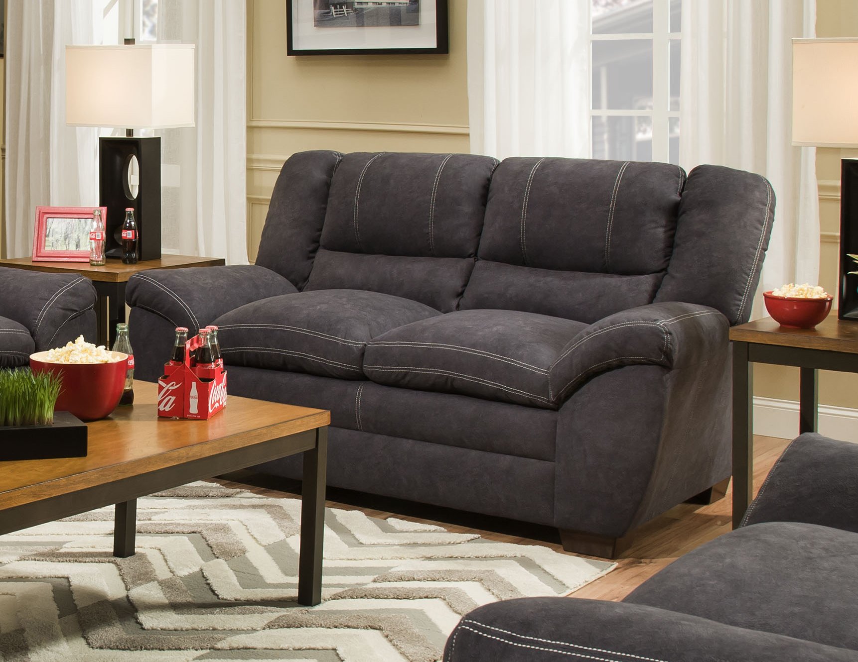 Lane Home Furnishings Modern Loveseat Sofa - 2-Seater Couch for Living Room, Small Space & Apartment - Soft Upholstered Fabric with Sturdy Wooden Frame - Perfect for Lounge, Reading Nook & Cozy Conversations