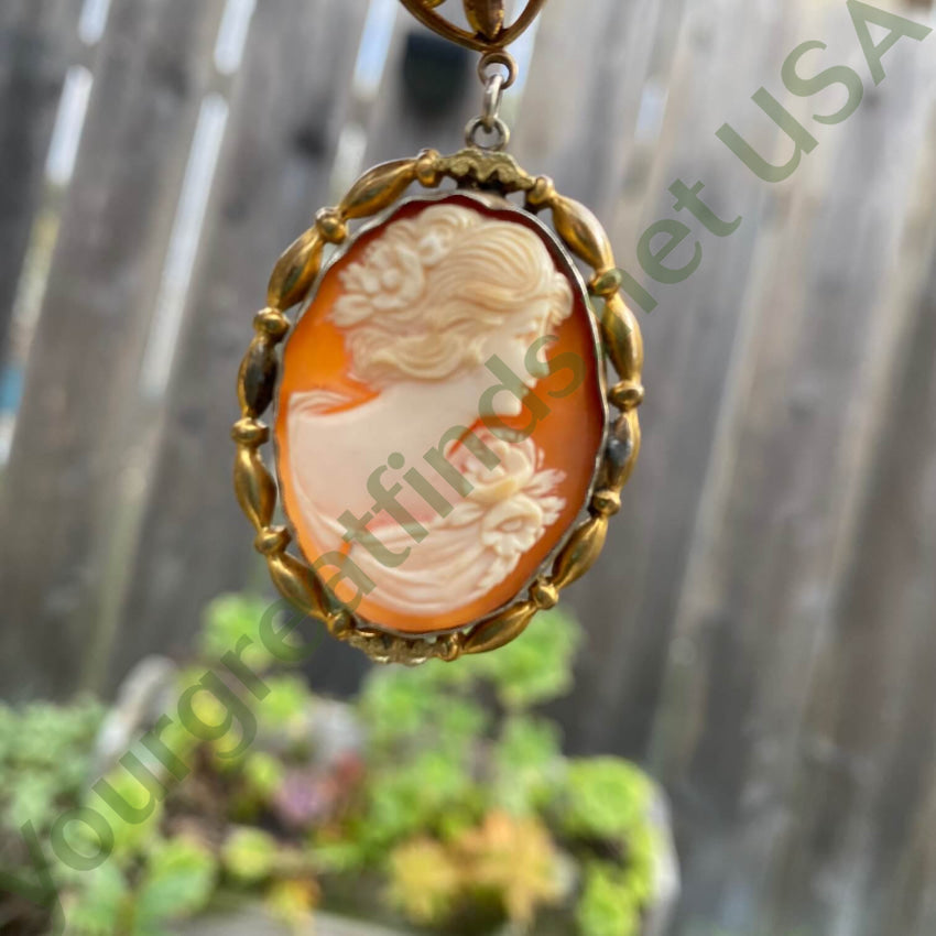 Vintage Gold Filled Carved Shell Cameo Necklace - Antique Jewelry for Women, Elegant Pendant Gift for Mother's Day, Anniversary & Special Occasions