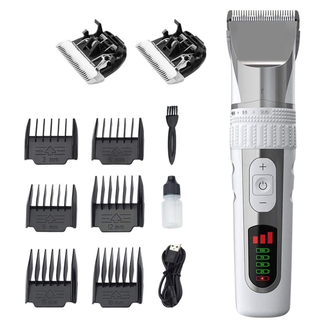 **LATINDAY Professional Cordless Pet Grooming Kit - USB Rechargeable Dog & Cat Hair Trimmer with 2 Blades - Electric Clipper for Smooth & Painless Hair Cutting - Perfect for Home Pet Grooming & Styling**