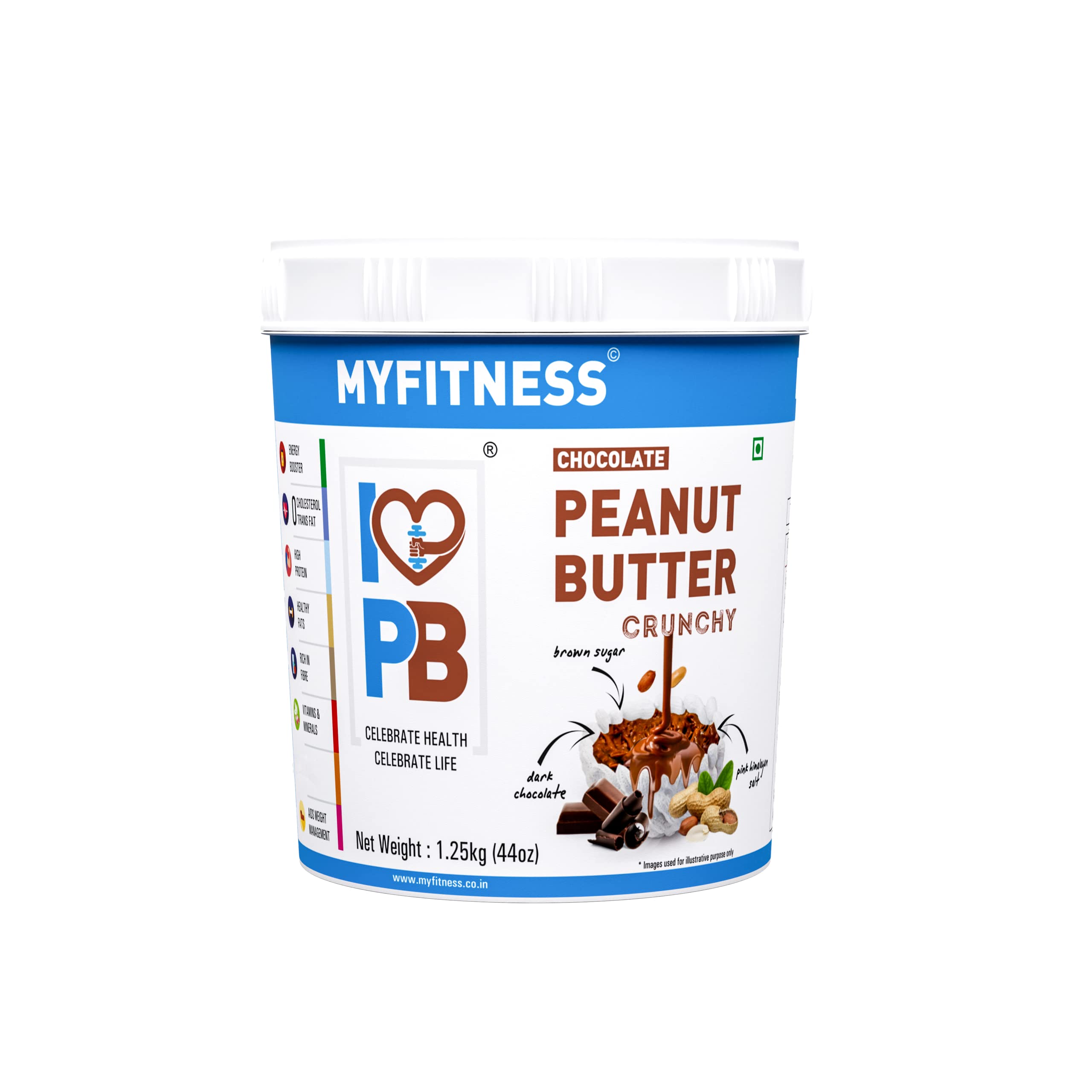 MYFITNESS Crunchy Peanut Butter Chocolate Protein Spread - Non-GMO, Gluten-Free, All Natural, No Preservatives - 1.25kg High Protein Snack for Fitness, Keto Diet & Healthy Breakfast
