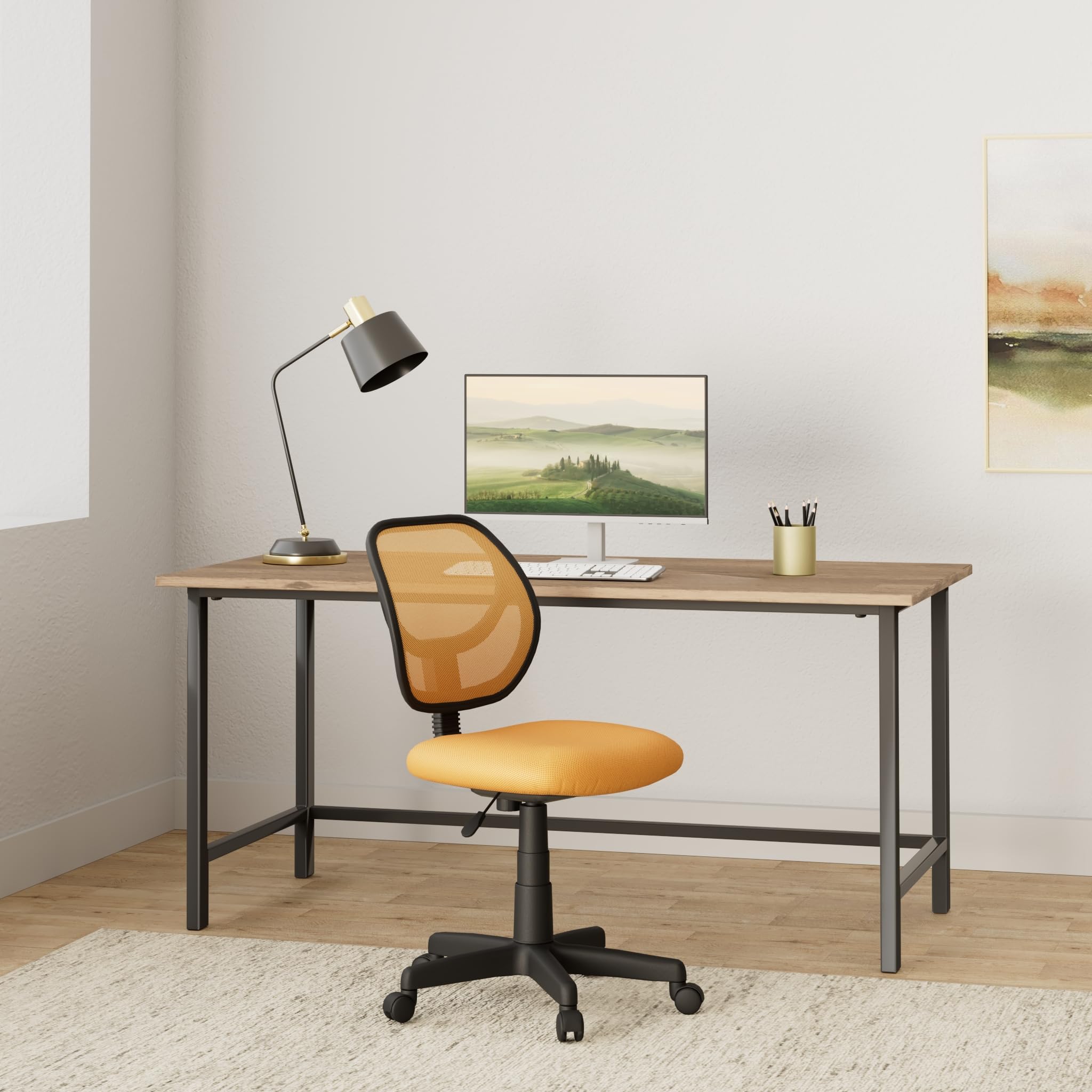 Flash Furniture Neri Low Back Orange Mesh Swivel Task Office Chair - Ergonomic Desk Chair for Home & Office - Comfortable Computer Chair for Long Hours of Work or Gaming