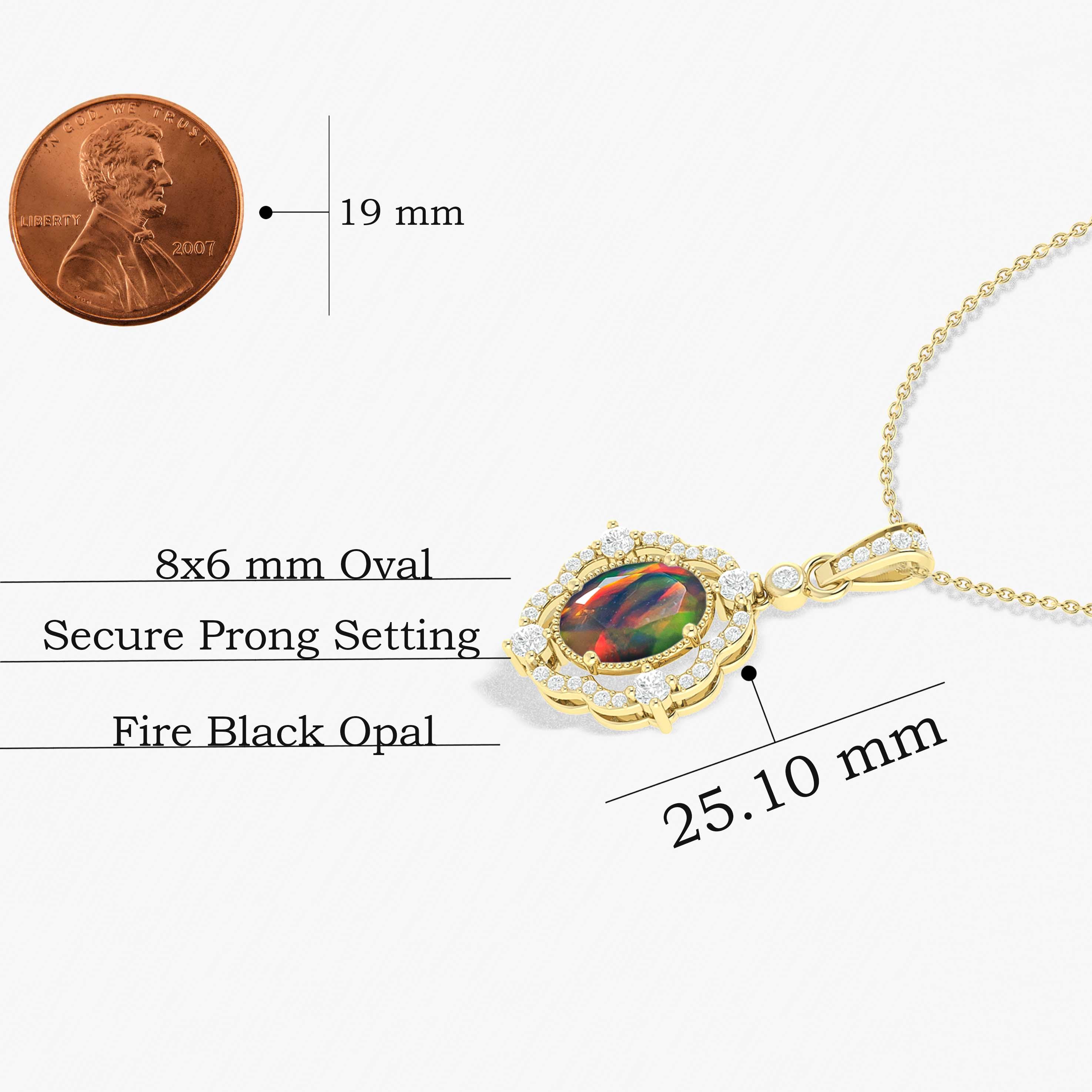 Black Opal Gemstone Charm Pendant Necklace - Elegant Jewelry for Women - Perfect Gift for Birthday, Anniversary & Special Occasions