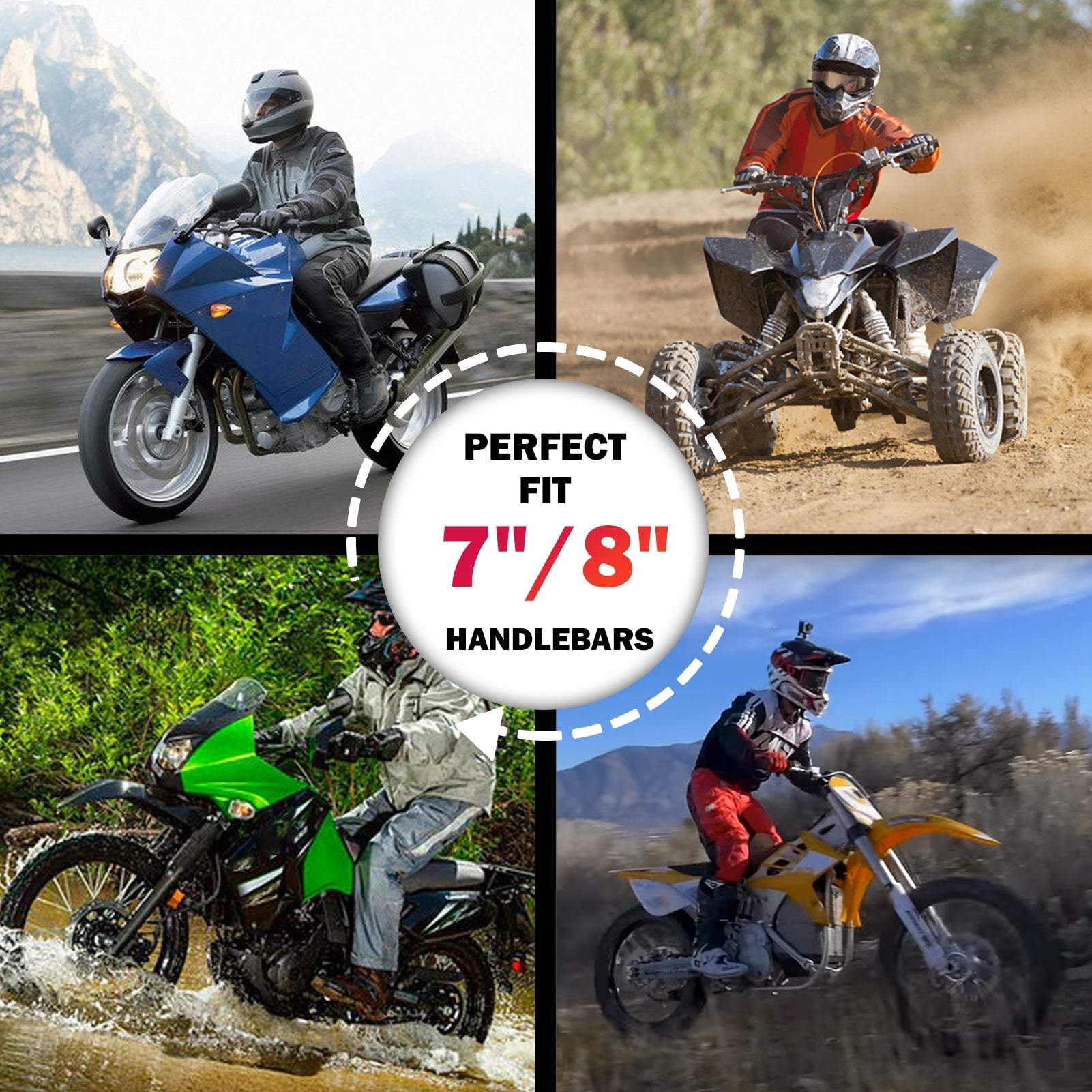 Yamaha ATV Dirt Bike 7/8'' Handlebar Risers - 30mm Motorcycle Bar Mount Clamp for Off-Road & Trail Riding Accessories