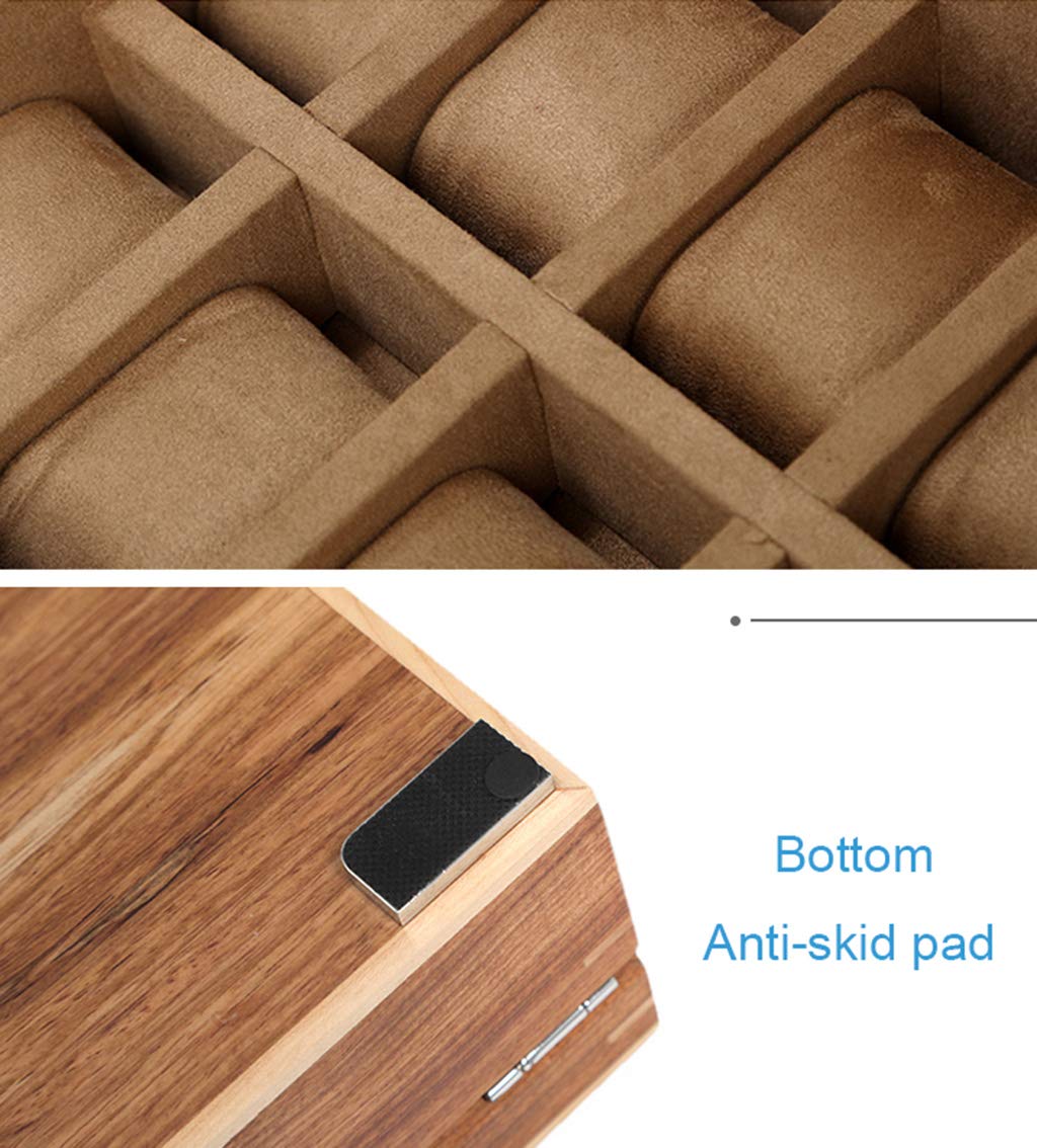 10-Slot Wooden Watch Box with Lockable Metal Lock & Glass Top Display - Jewelry & Watch Storage Organizer for Men & Women - Perfect for Travel, Home, and Office Use