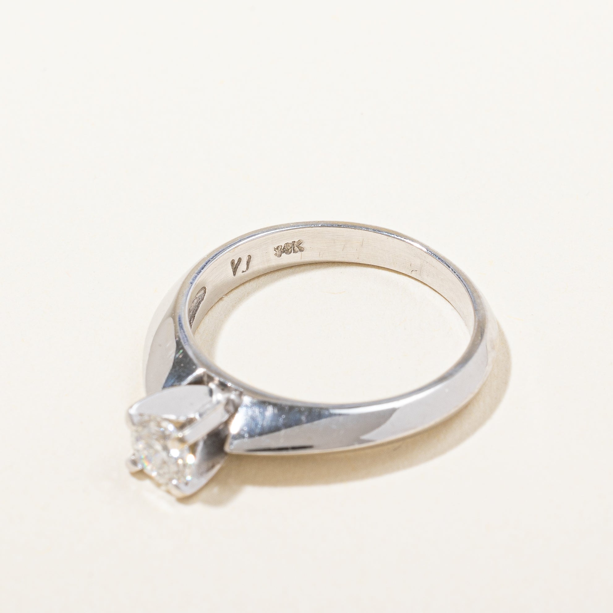 18K White Gold Solitaire Engagement Ring with 0.35ct SI2 E/F Diamond | Size 6 | Perfect for Proposals, Anniversaries & Romantic Occasions
