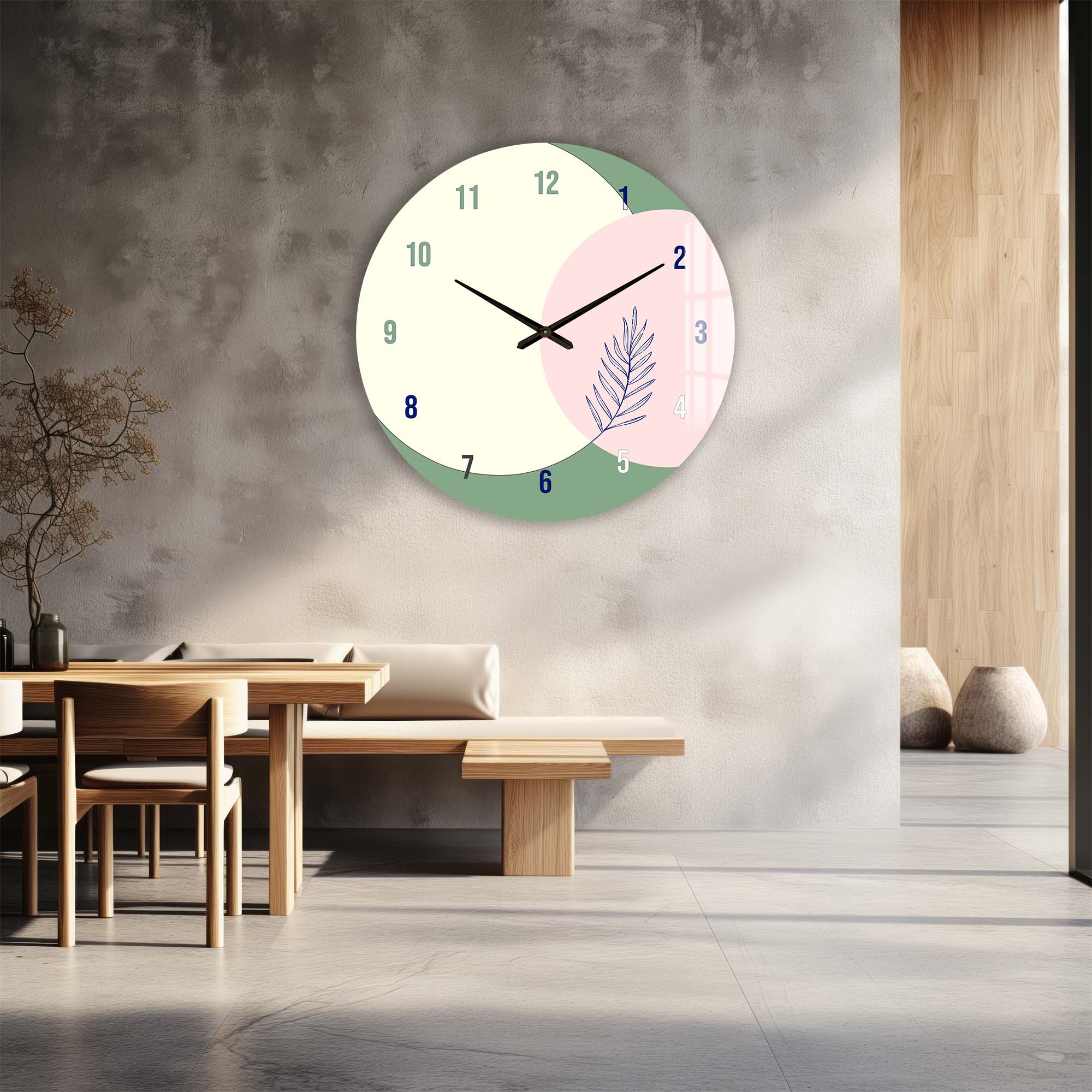 Premium Pistachio Glass Wall Clock - Modern Silent Non-Ticking Decor for Living Room, Bedroom, Office | Home & Office Decor