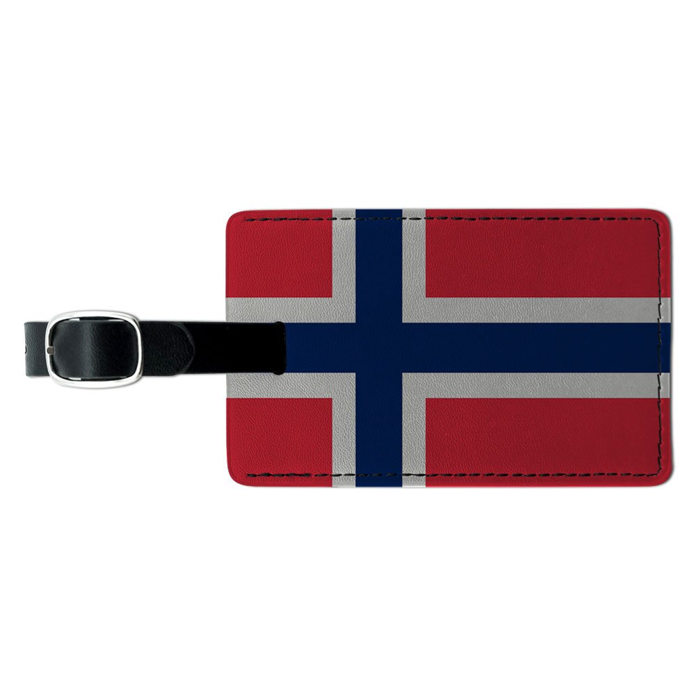 Norway Flag Leather Luggage Tag - Durable Suitcase ID Tag for Carry-On Bags & Travel Accessories - Perfect for Airports, Vacations & Business Trips (Black)