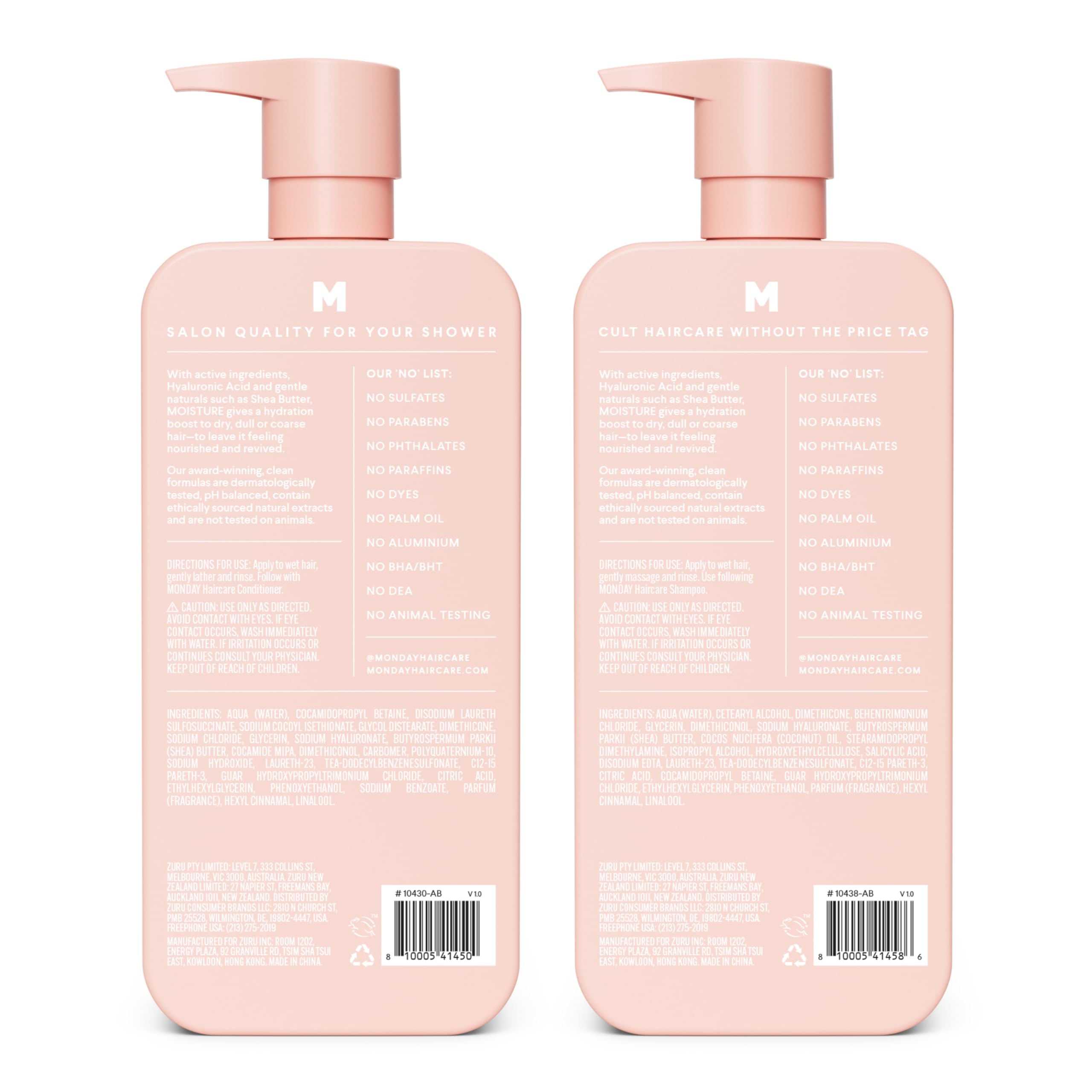 **MONDAY HAIRCARE Moisture Shampoo & Conditioner Set (2 Pack) – 27oz Each for Dry, Coarse, Stressed, Coily & Curly Hair – Infused with Coconut Oil, Rice Protein, Shea Butter & Vitamin E – 100% Recyclable Bottles – Perfect for Daily Hydration & Repair**
