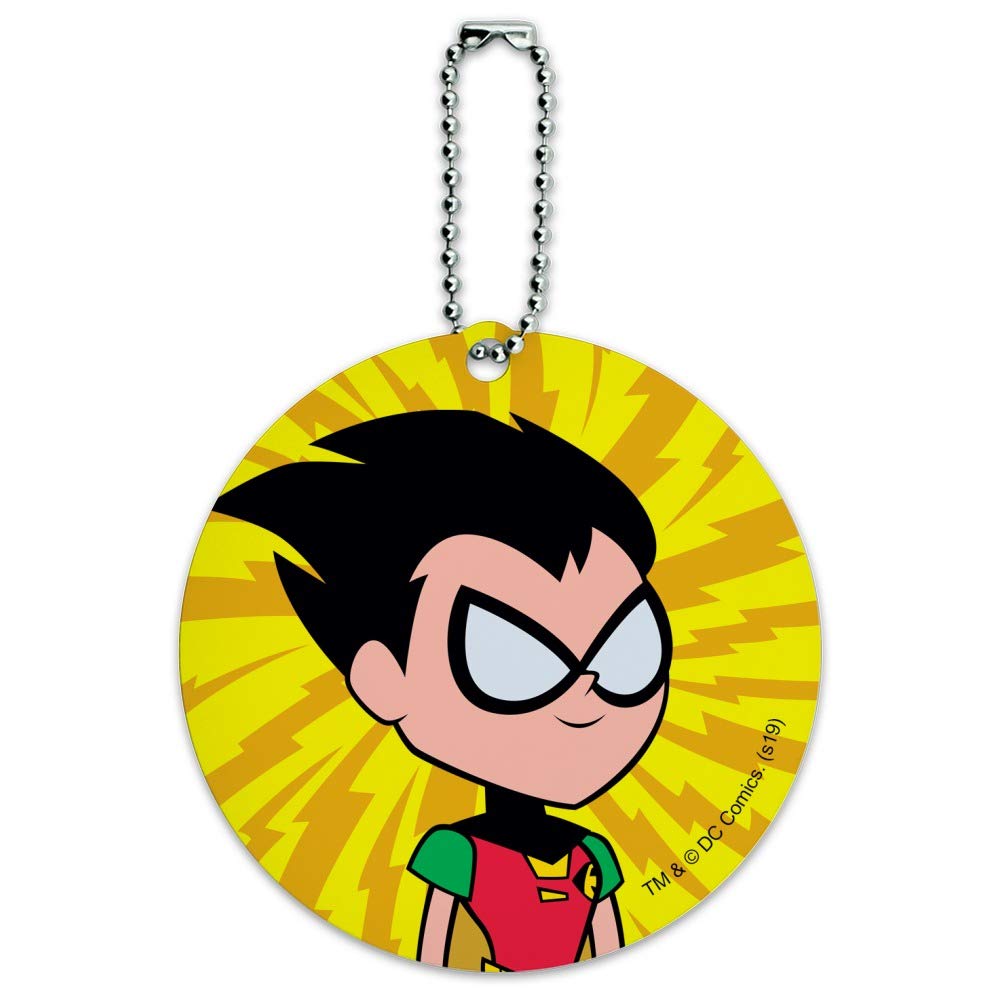 Teen Titans Go! Robin Round Luggage ID Tag - Durable Suitcase Name Tag for Carry-On Bags - Perfect for Travel Identification & Kids' Backpack Accessories