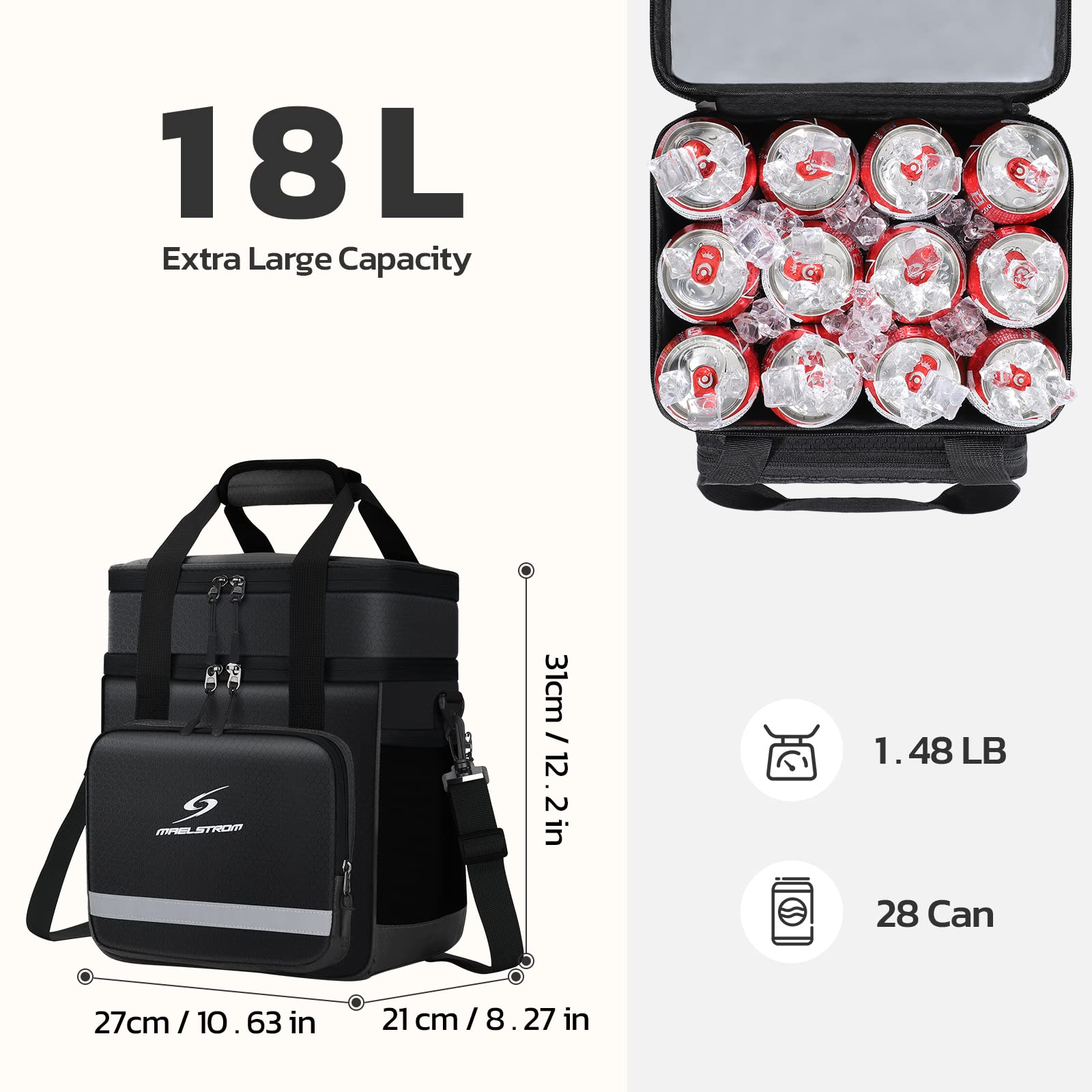 Insulated Leakproof Lunch Cooler Bag for Men & Women - Maelstrom Lunch Tote Box for Work, School, Picnics & Outdoor Activities