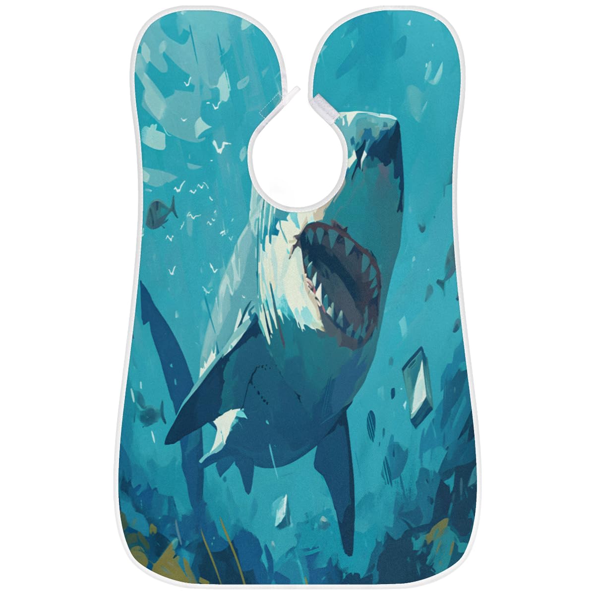 Ocean Shark Animal Beard Shaving Bib for Men - Waterproof Barber Cape for Hair Dye, Makeup & Beard Trimming - Sink Hair Catcher & Grooming Accessories - Perfect for Salon, Home Haircuts & DIY Styling