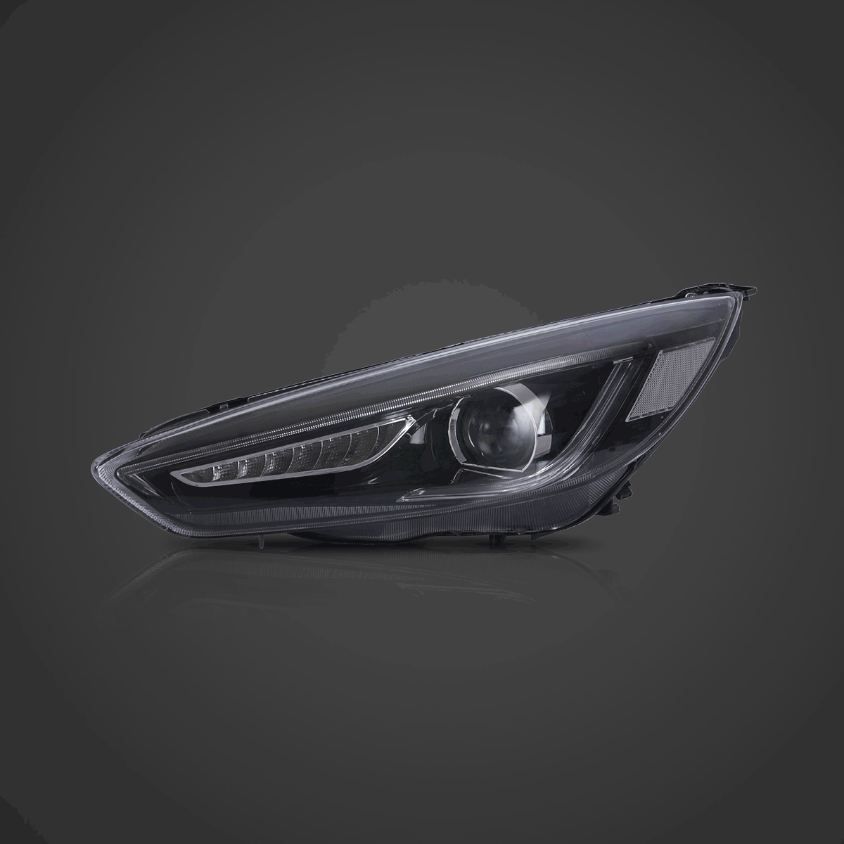 LED Headlight Assembly Dual Beam Projector Black for 2015-2018 Ford Focus 3rd Gen Mark III Facelift - Upgrade Your Night Driving Safety & Style