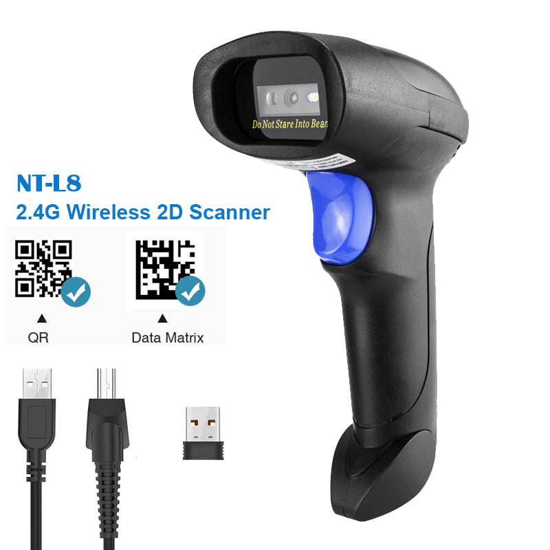 L8 2D Wireless Barcode Scanner - 100 Pack Bulk Set for Retail, Warehouse & Inventory Management | Fast Scanning Handheld Device for QR Code, UPC, PDF417 | USB & Bluetooth Connectivity