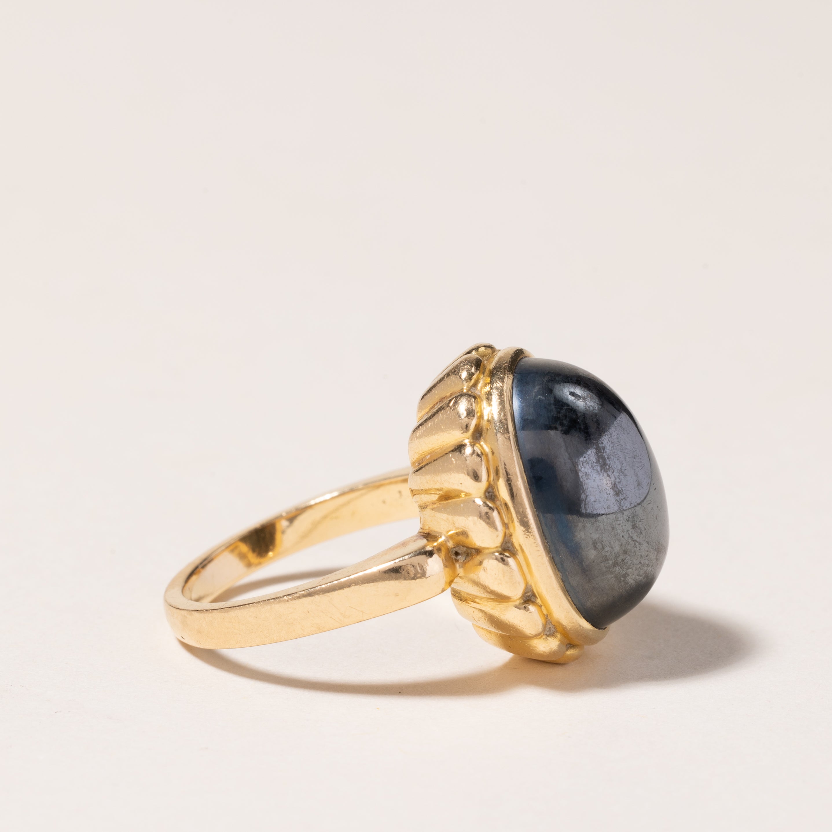 18K Yellow Gold Hematite Cocktail Ring - 20.67ct Genuine Hematite Stone - Size 6.25 - Elegant Statement Jewelry for Women - Perfect for Evening Parties, Weddings & Special Occasions