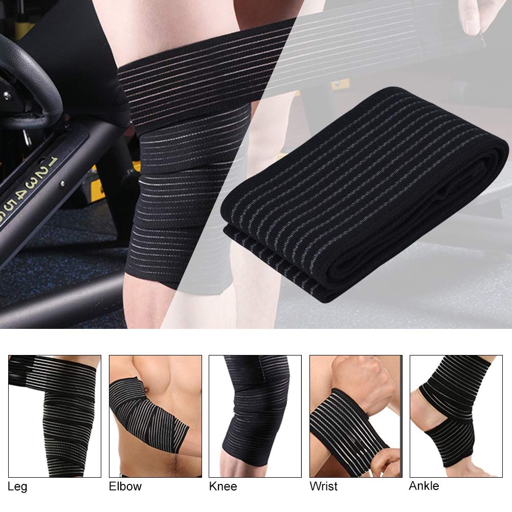 Elastic Compression Bandage Wrap - Black High Elasticity Calf & Thigh Support Knee Brace for Sports Injuries - Football, Basketball, Running & Workout Support - Ideal for Athletes, Post-Surgery Recovery & Joint Pain Relief