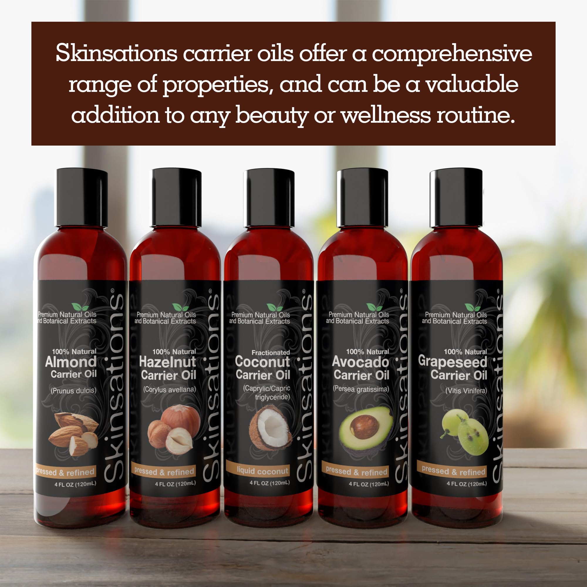 Premium Carrier Oil Variety Pack for Body, Hair & Massage - Sweet Almond, Grapeseed, Hazelnut, Avocado & Coconut MCT Oil | Natural Skin Care, Aromatherapy & DIY Beauty Recipes | Perfect for Relaxation, Spa Days & Home Treatments