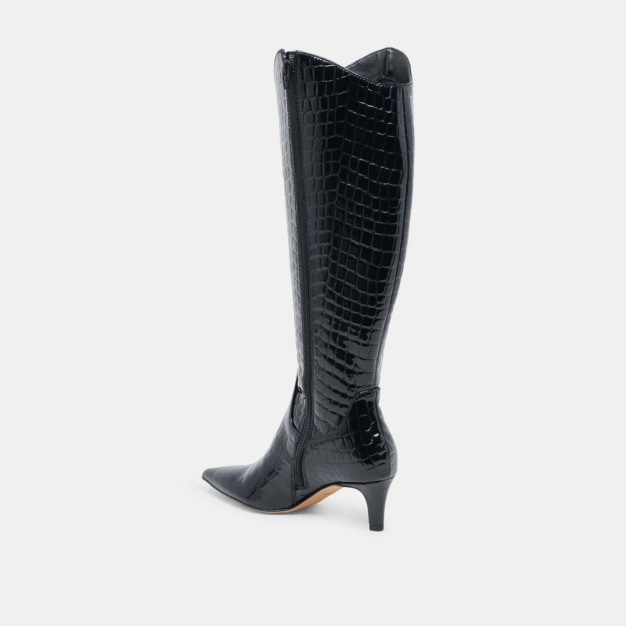 SHILAH Wide Calf Boots for Women - Noir Embossed Leather Ankle Boots - Comfortable & Stylish for Fall, Winter, and Casual Outfits
