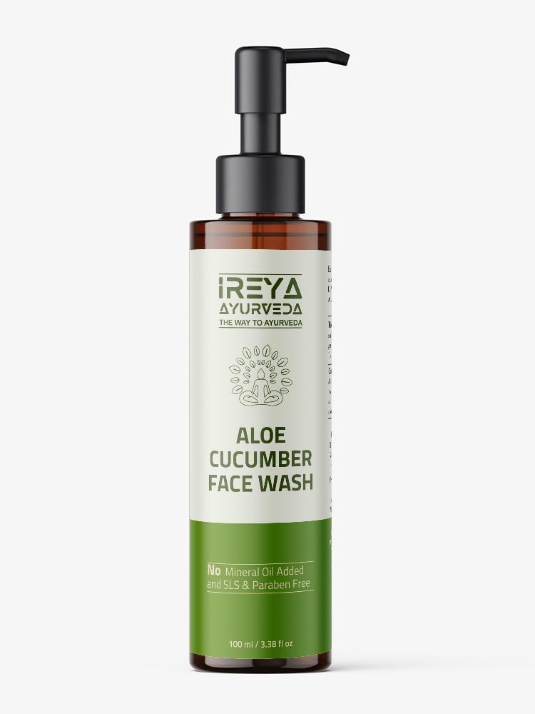 Aloe Vera & Cucumber Face Wash 100ml (3.38oz) - Gentle Cleanser for Men & Women with Natural Extracts - Pure, Vegan, Cruelty-Free Skincare - Perfect for Daily Face Cleansing & Acne-Prone Skin