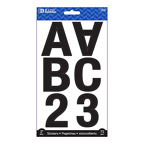 Bazic 2355513 2 Inch Black Alphabet & Number Stickers - 24 Pack for Scrapbooking, DIY Crafts, School Projects & Planner Decorations