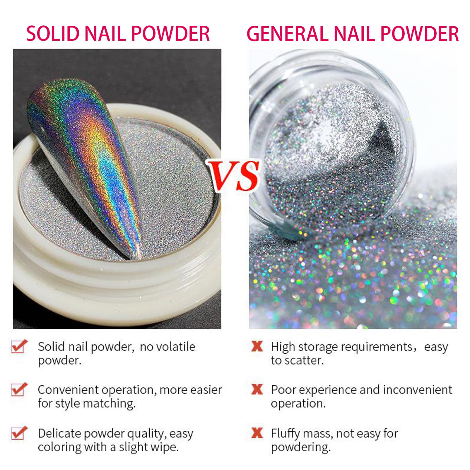 4Pcs Chrome Nail Powder Set - White Pearl & Metallic Holographic Nail Art Pigment for DIY Manicure | Mermaid Aurora Nail Design | Perfect for Salon, Home Use & Gift Giving