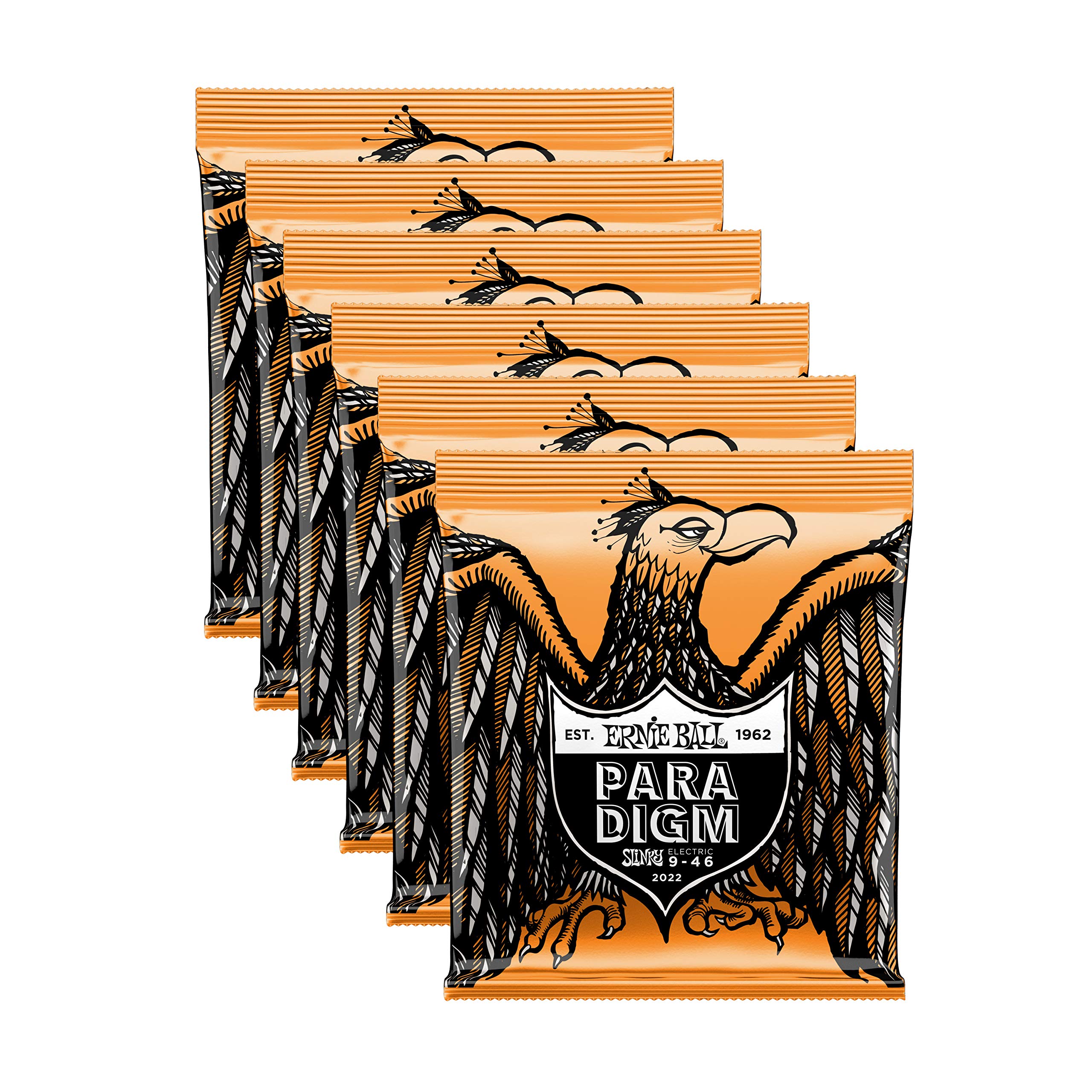 Ernie Ball 2022 Paradigm 6-Pack Electric Guitar Strings - Hybrid Slinky 9-46 Gauge Set | Perfect for Rock, Metal & Studio Recording