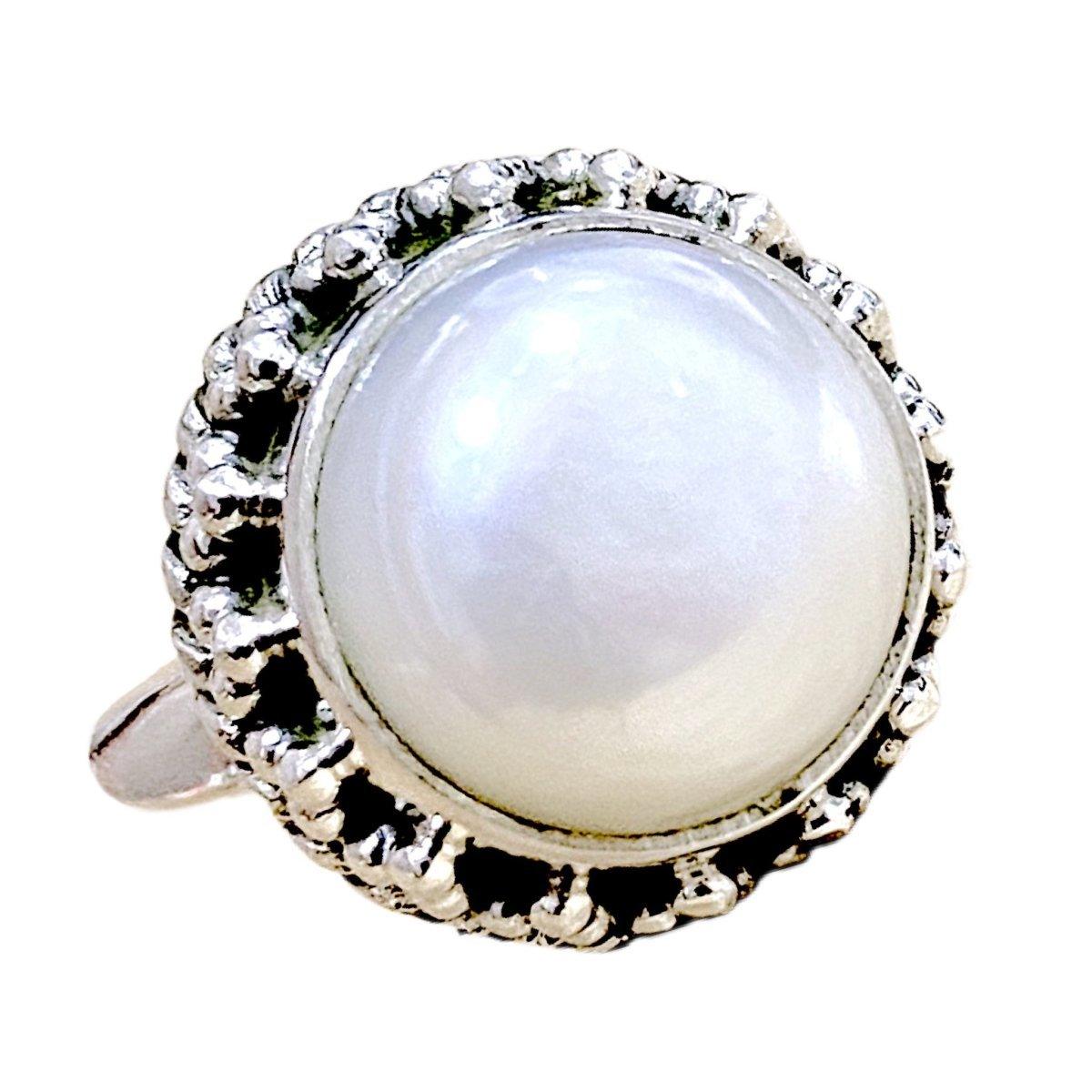 Laihas Stunning Round Genuine Pearl Ring - Elegant Jewelry for Women, Perfect for Weddings, Parties & Special Occasions