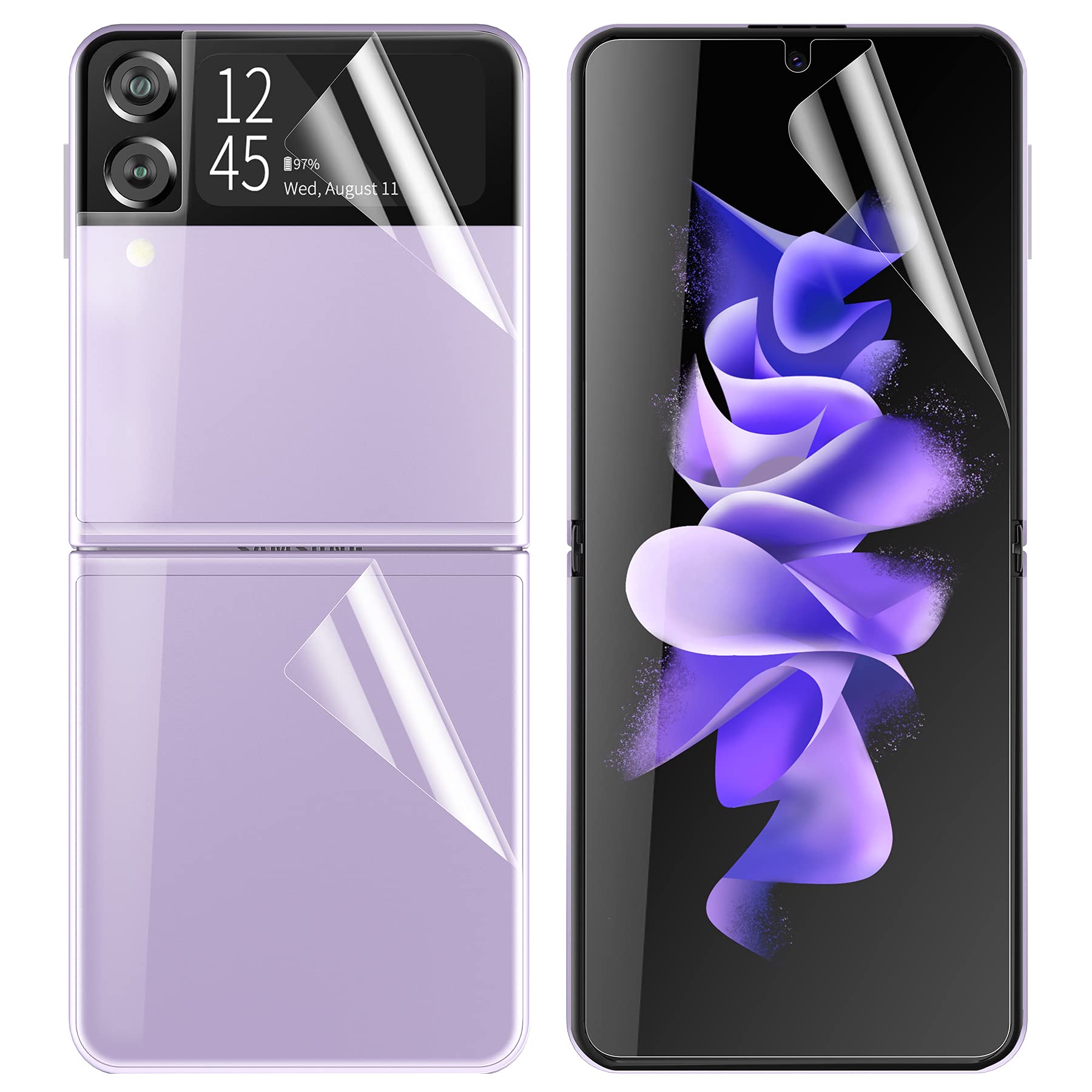 Foluu 6-Piece Screen Protector Set for Samsung Galaxy Z Flip 3 5G (2021) - 2x Front, 2x Inside, 2x Back Screen Protectors - Bubble-Free Installation - Perfect for Everyday Protection & Scratch Prevention