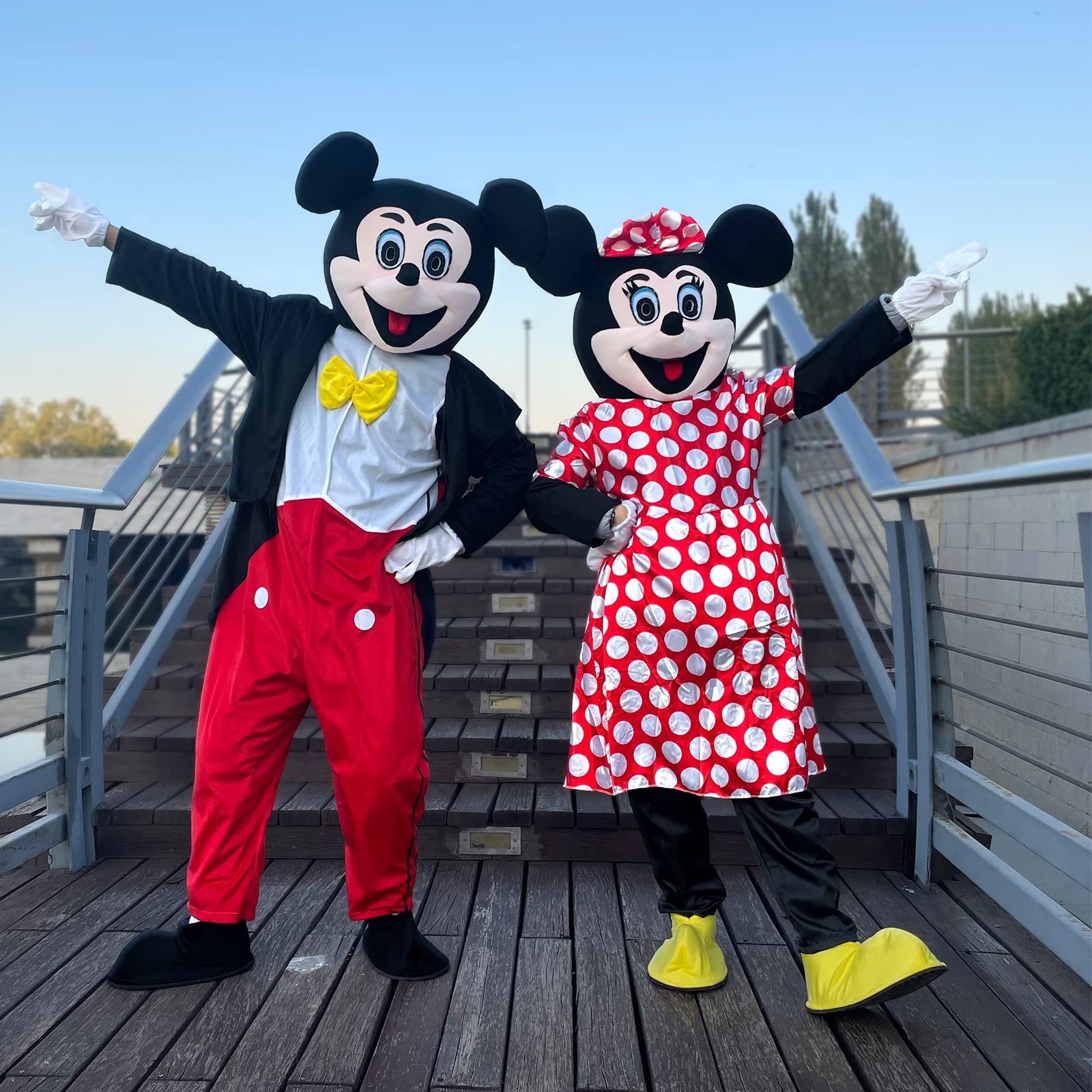 Authentic Mickey & Minnie Mouse Mascot Costume for Adults - Unisex Disney Character Outfit (Fits 5'7